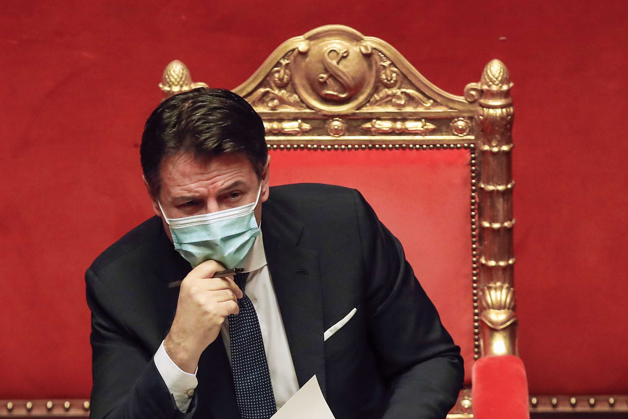 Italian Prime Minister Giuseppe Conte attends a debate at the Senate prior to a confidence vote in Rome, Italy January 19, 2021. Alessandra Tarantino
