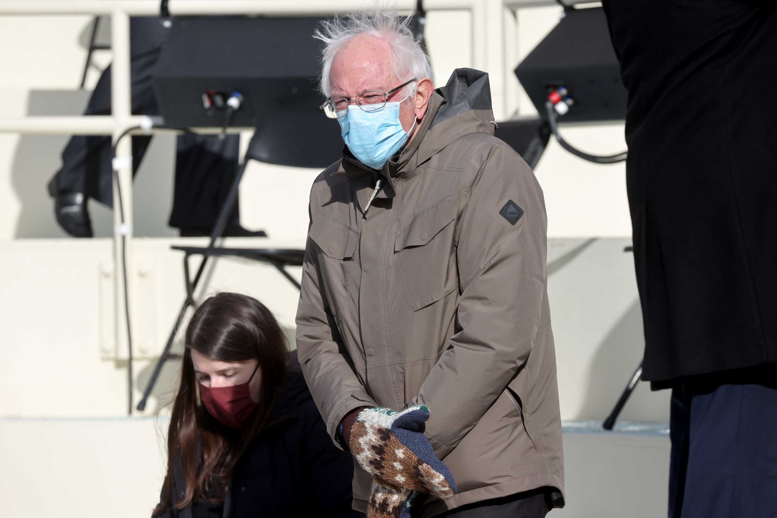 Senator Bernie Sanders (D-VT) arrives before the inauguration of Joe Biden as the 46th President of the United States on the West Front of the U.S. Capitol in Washington, U.S., January 20, 2021. REUTERS