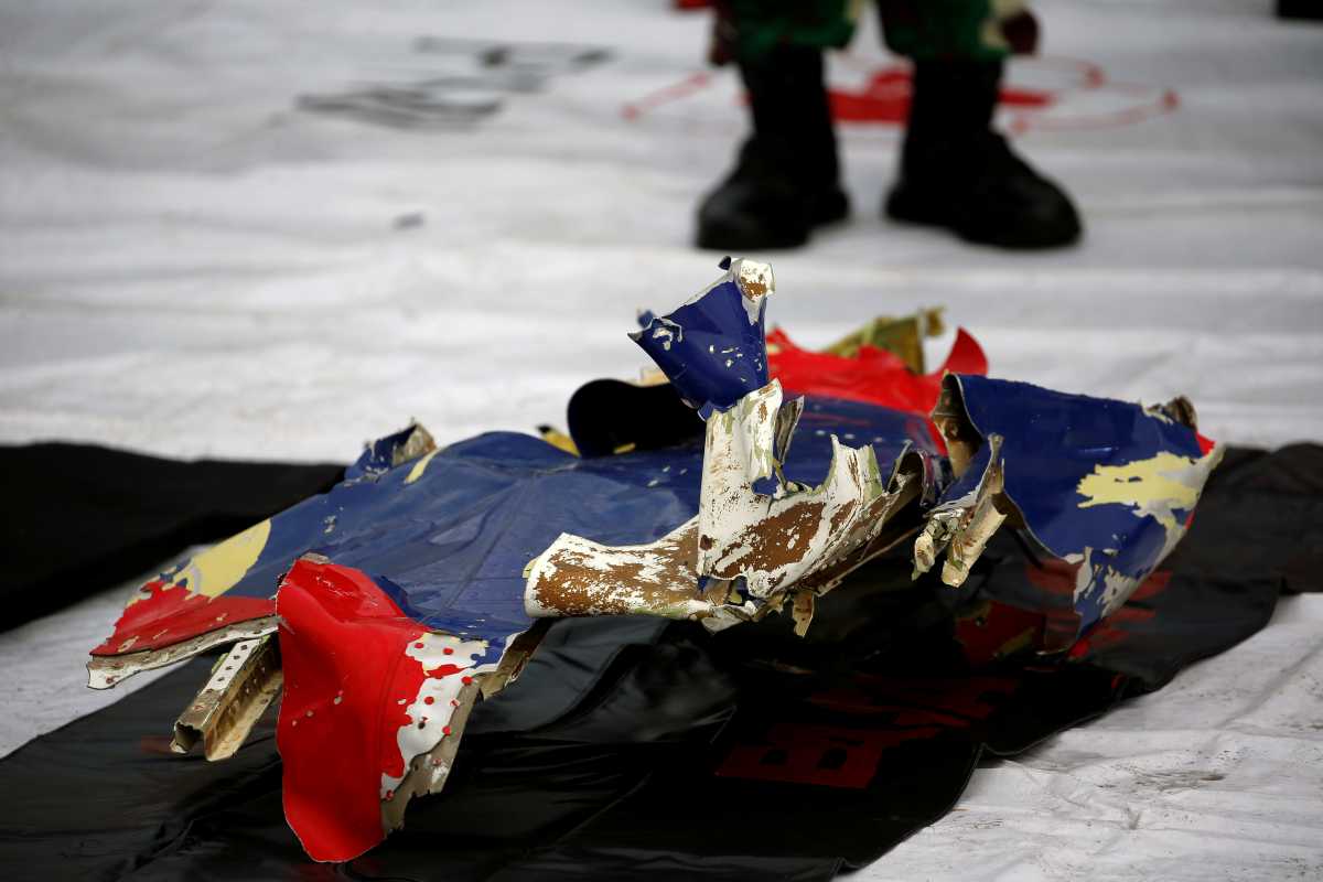 Debris of Sriwijaya Air flight SJ 182, which crashed to the sea, are pictured at Tanjung Priok port in Jakarta, Indonesia, January 10, 2021. REUTERS