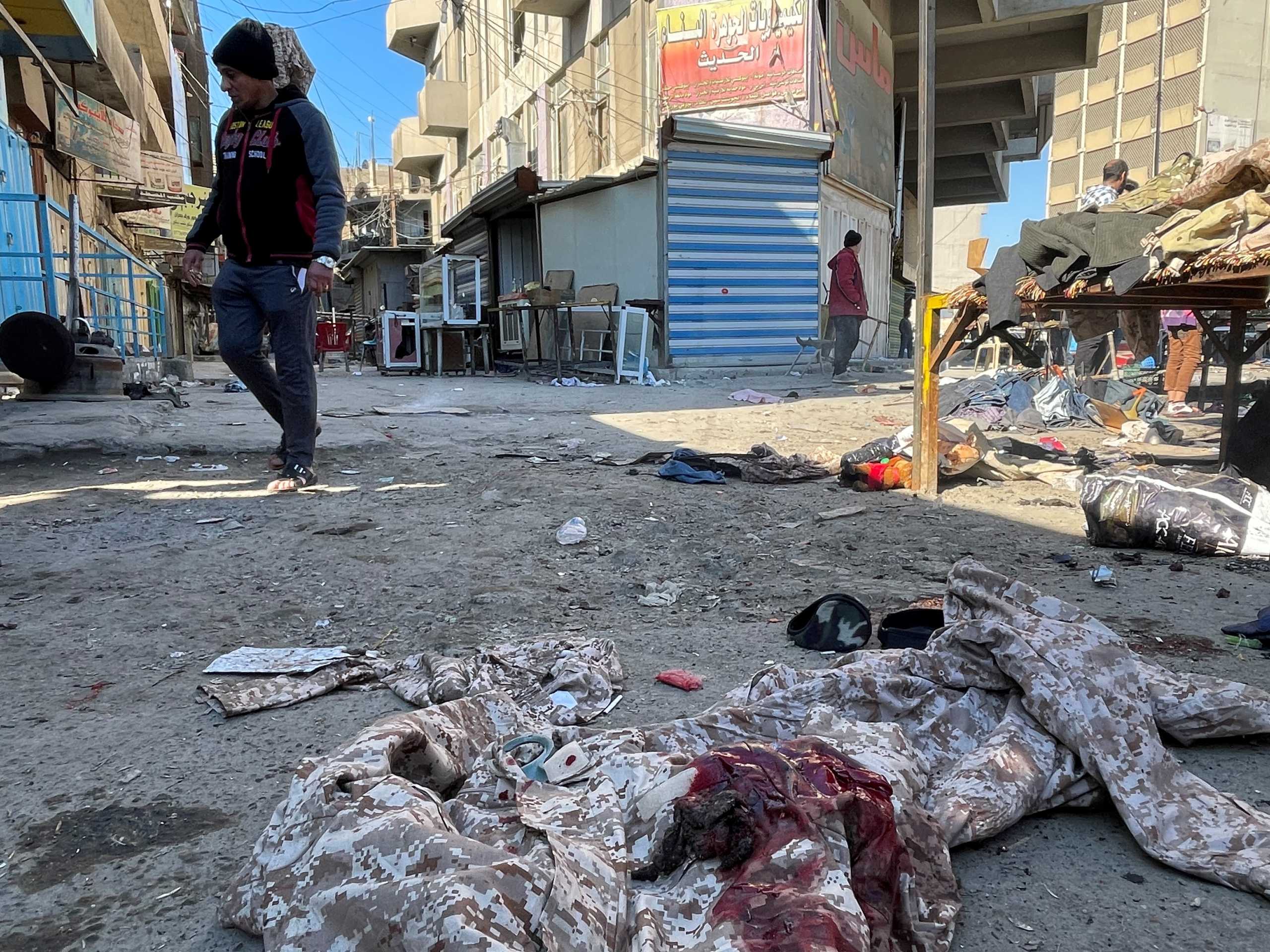A view shows the site of a suicide attack in Baghdad, Iraq January 21, 2021. REUTERS