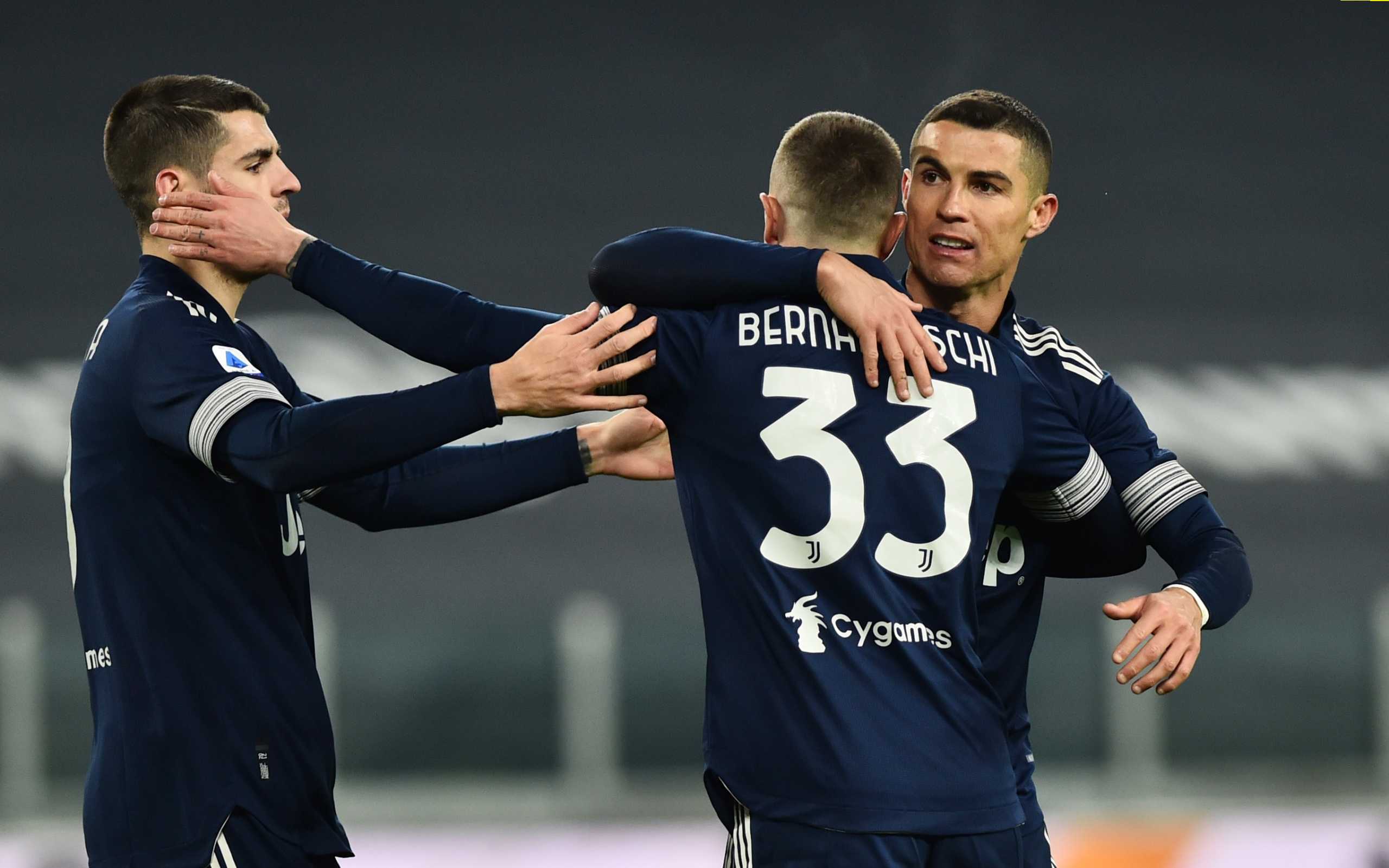 Soccer Football - Serie A - Juventus v U.S. Sassuolo - Allianz Stadium, Turin, Italy - January 10, 2021 Juventus' Cristiano Ronaldo celebrates scoring their third goal with Federico Bernardeschi REUTERS