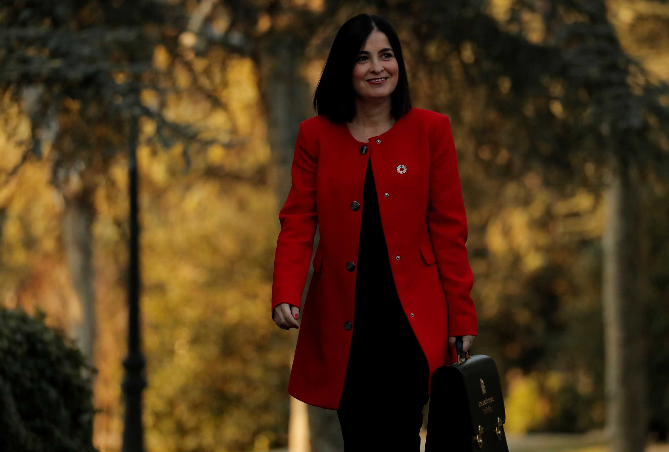 FILE PHOTO: Spain's Regional Policy Minister Carolina Darias arrives to attend the first cabinet meeting at the Moncloa Palace in Madrid, Spain, January 14, 2020. REUTERS