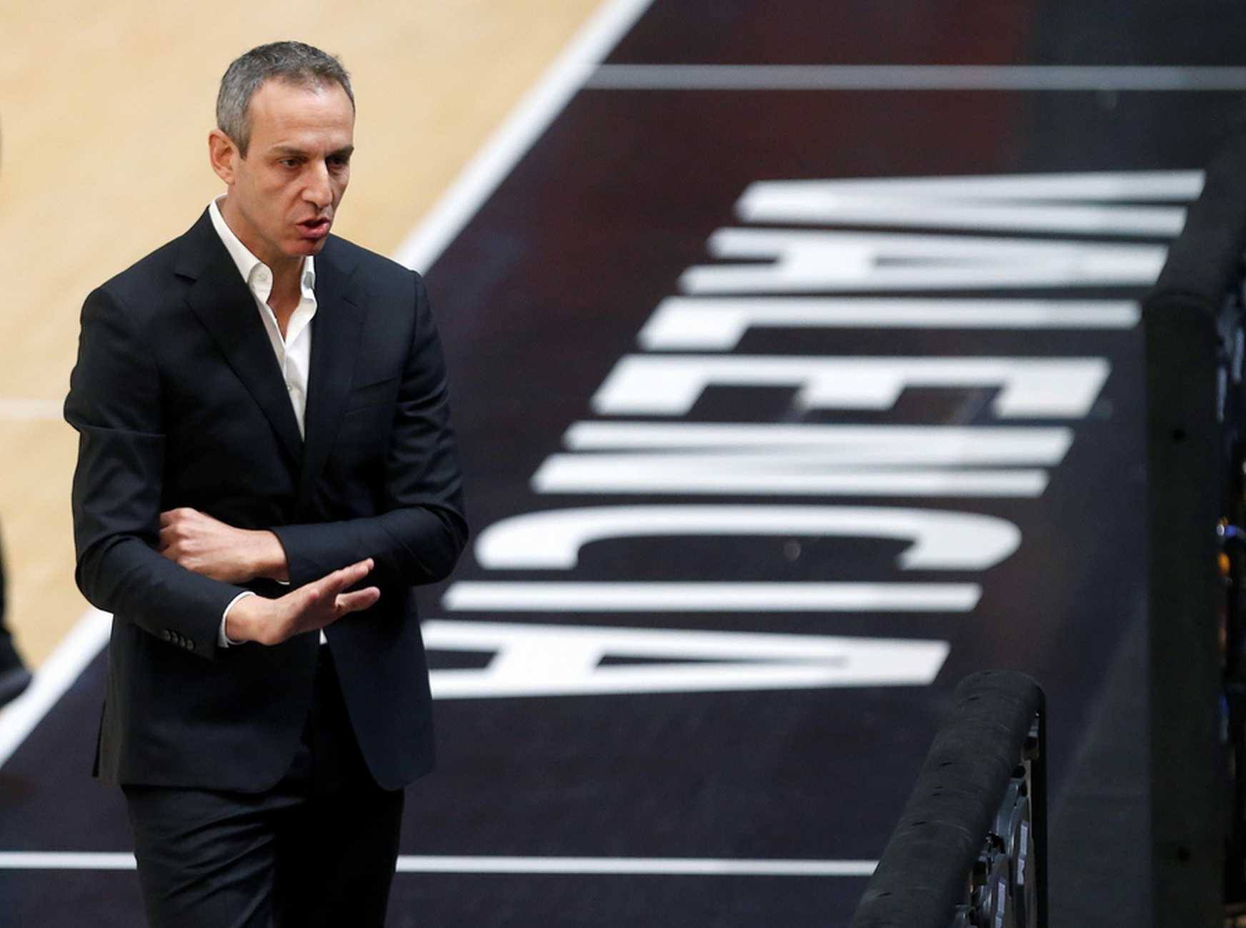 epa08853349 Israel's head coach, David-Oded Kattash, reacts during the 2022 Eurobasket qualifying game between Israel and Poland in Valencia, Spain, 30 November 2020.  EPA