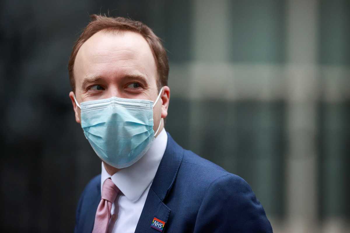 Britain's Health Secretary Matt Hancock leaves Downing Street in London, Britain January 13, 2021. REUTERS