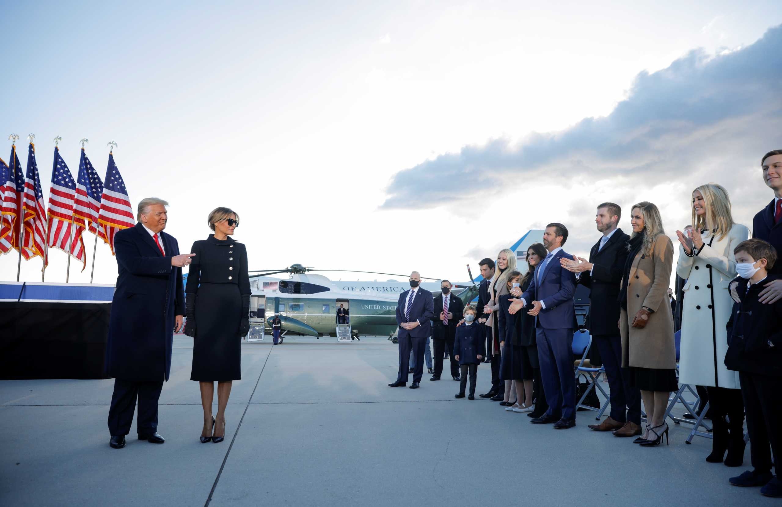 U.S. President Donald Trump and first lady Melania Trump arrive at the Joint Base Andrews, Maryland, U.S., January 20, 2021. REUTERS
