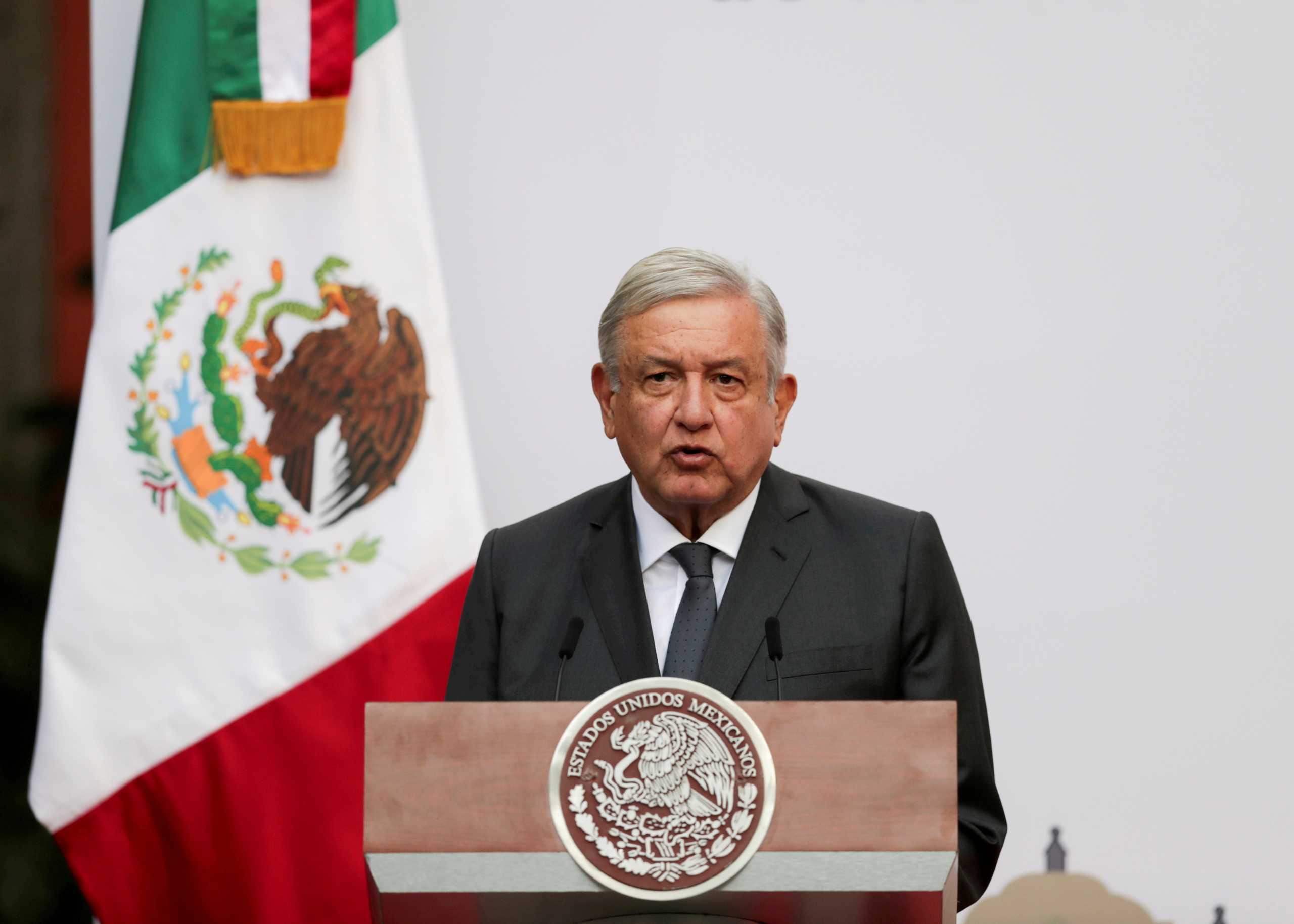 FILE PHOTO: Mexico's President Andres Manuel Lopez Obrador addresses to the nation on his second anniversary as the President of Mexico, at the National Palace in Mexico City, Mexico, December 1, 2020. REUTERS