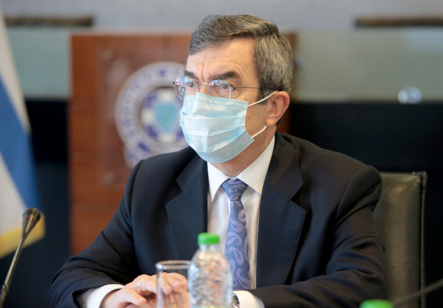 Ο  υφυπουργός Προστασίας του Πολίτη Ελευθέριος Οικονόμου  συμμετέχει στην διαδικτυακή παρουσίαση του νέου Εθνικού Σχέδιου Διαχείρισης Συναθροίσεων , Πέμπτη 21 Ιανουαρίου 2021. ΑΠΕ-ΜΠΕ