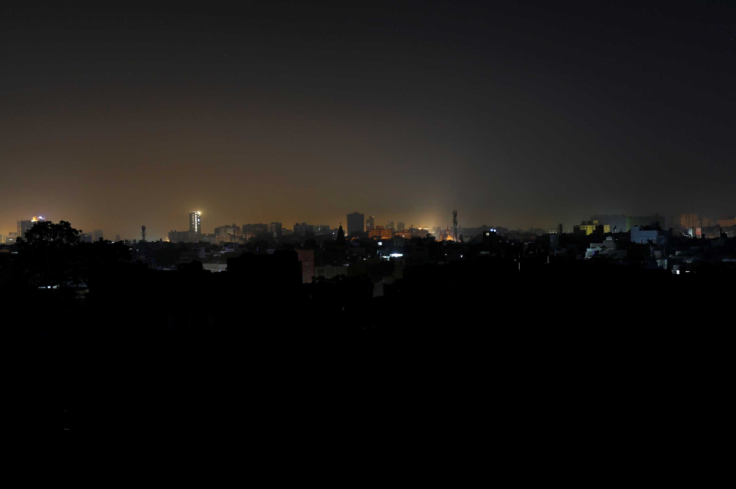 A general view of a residential area is seen during a power breakdown in Karachi, Pakistan, January 10, 2021. REUTERS