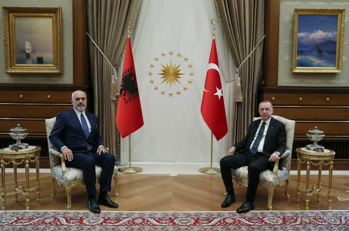Turkish President Tayyip Erdogan meets with Albania's Prime Minister Edi Rama?in Ankara, Turkey January 6, 2021. Murat Cetinmuhurdar