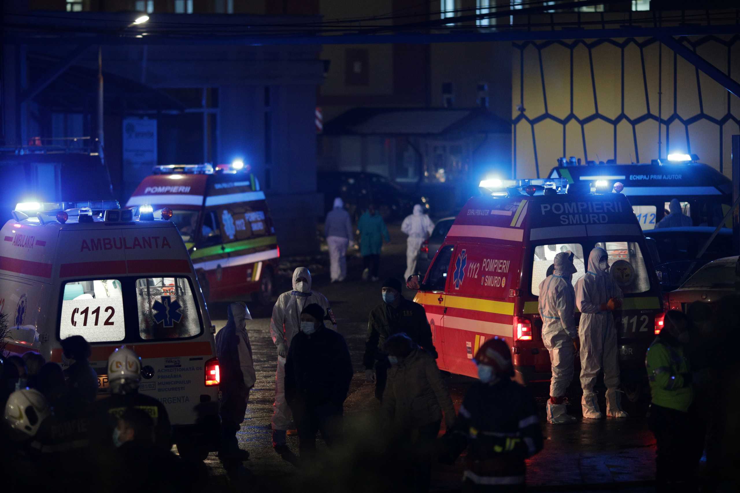 General view at the site of a COVID-19 hospital, where a fire occurred, in Bucharest, Romania January 29, 2021. Inquam Photos