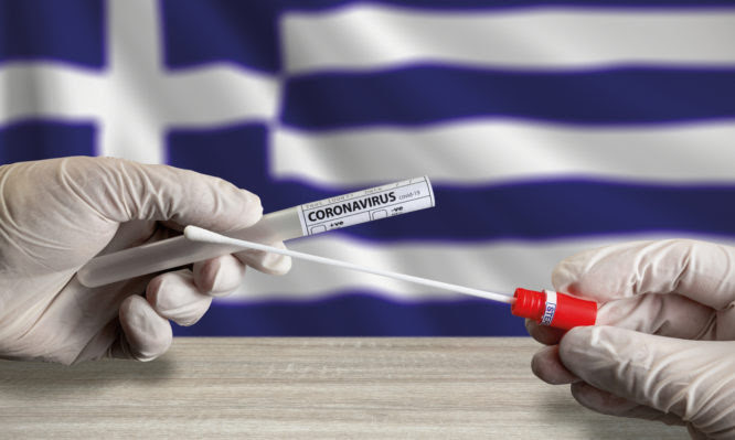 Coronavirus COVID-19 swab test in Greece