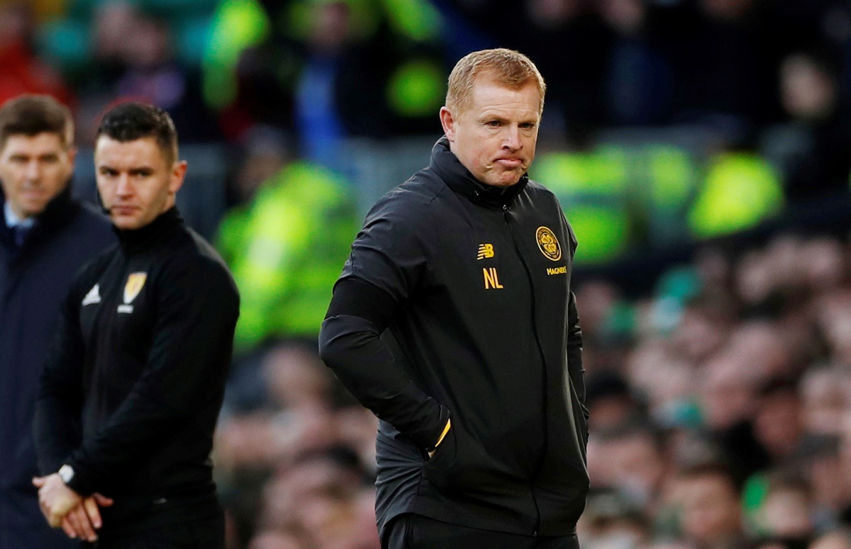 FILE PHOTO: Soccer Football - Scottish Premiership - Celtic v Rangers - Celtic Park, Glasgow, Britain - December 29, 2019   Celtic manager Neil Lennon as Rangers' manager Steven Gerrard looks on   Action Images via Reuters