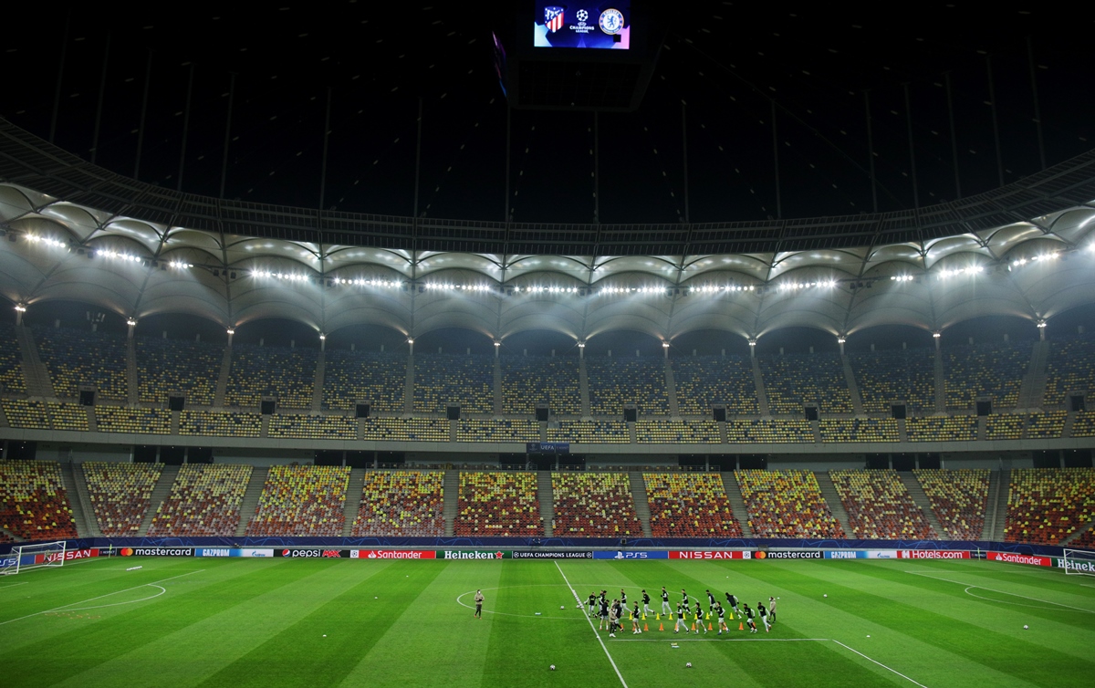 Soccer Football - Champions League - Atletico Madrid Training - Arena Nationala, Bucharest, Romania - February 22, 2021 General view during training Inquam Photos via REUTERS