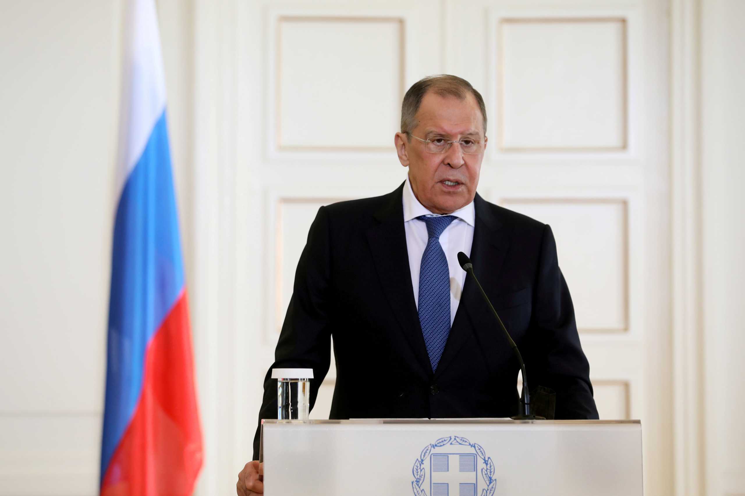 FILE PHOTO: Russian Foreign Minister Sergei Lavrov speaks during a news conference in Athens, Greece, October 26, 2020. REUTERS