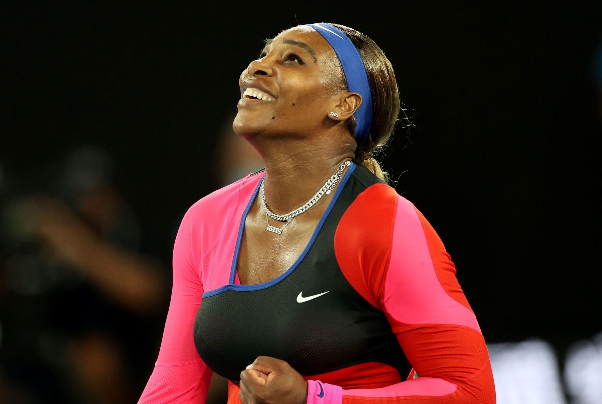 Tennis - Australian Open - Melbourne Park, Melbourne, Australia, February 16, 2021 Serena Williams of the U.S. celebrates winning her quarter final match against Romania's Simona Halep REUTERS