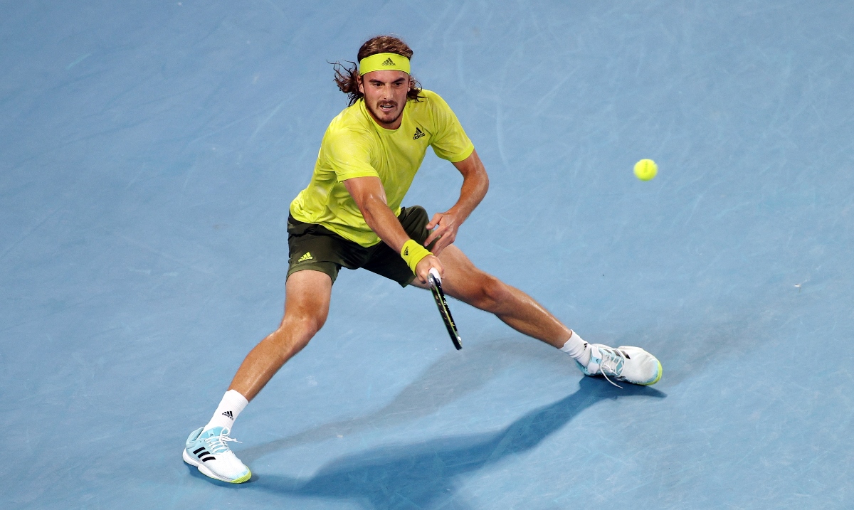 Tennis - Australian Open - Melbourne Park, Melbourne, Australia, February 17, 2021 Greece's Stefanos Tsitsipas in action during his quarter final match against Spain's Rafael Nadal REUTERS