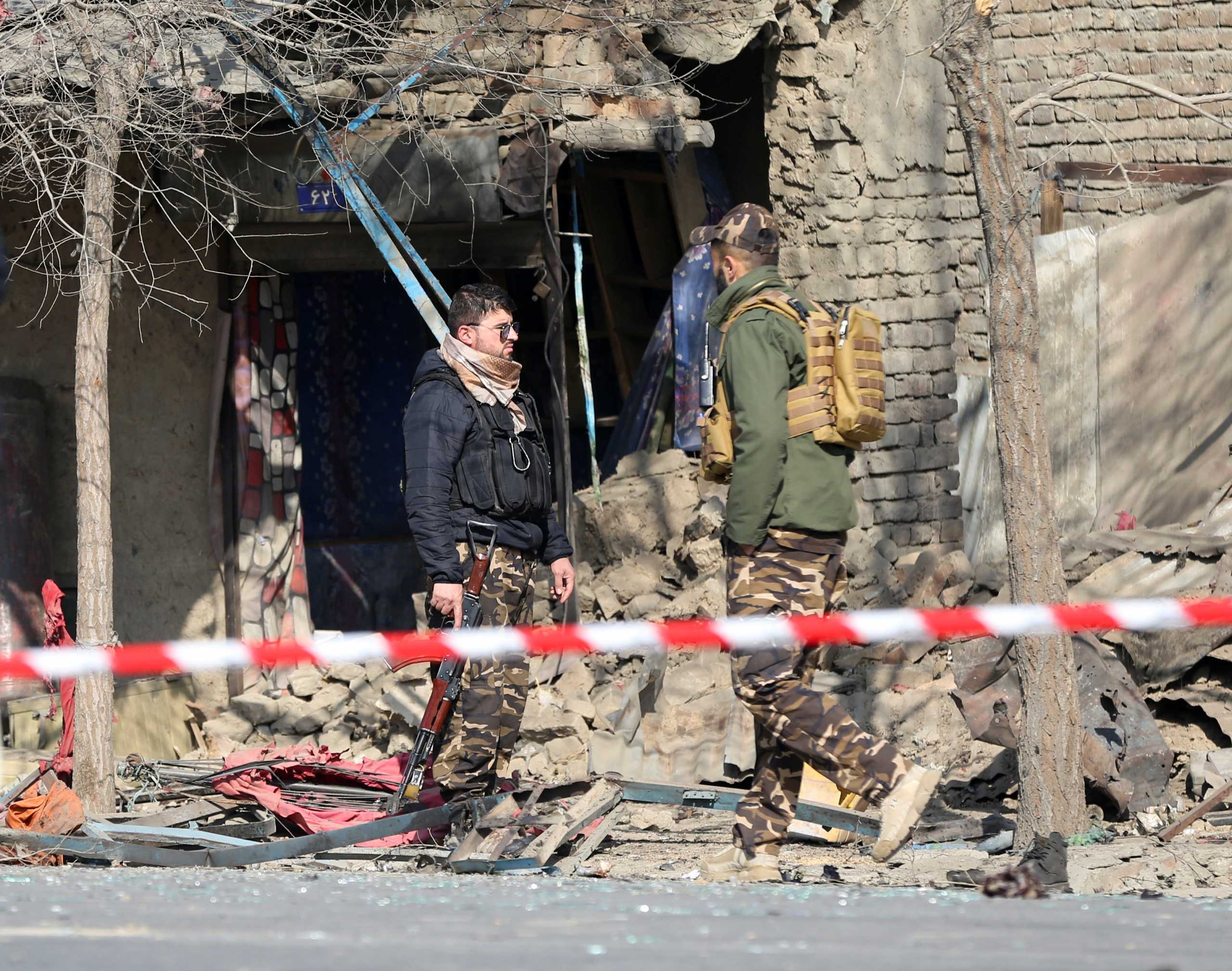 Afghan security forces keep watch after an explosion in Kabul, Afghanistan February 6, 2021. REUTERS