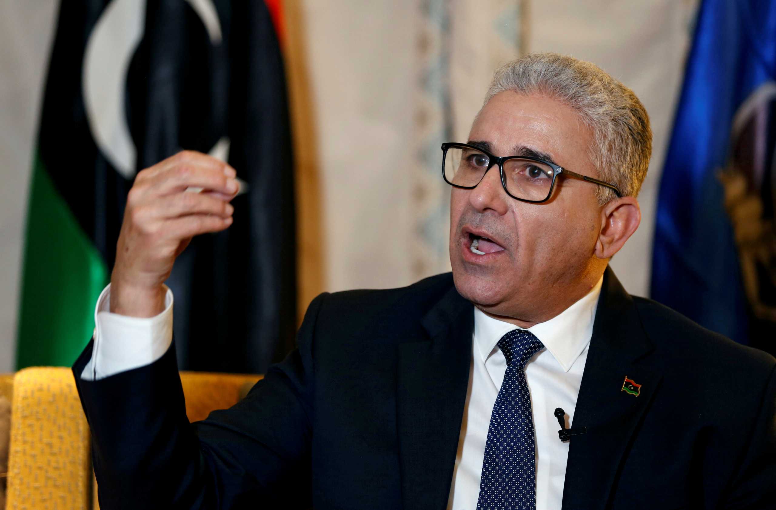 FILE PHOTO: Libya's interior minister Fathi Bashagha speaks during an interview with Reuters in Tunis, Tunisia March 1, 2020. Picture taken March 1, 2020. REUTERS