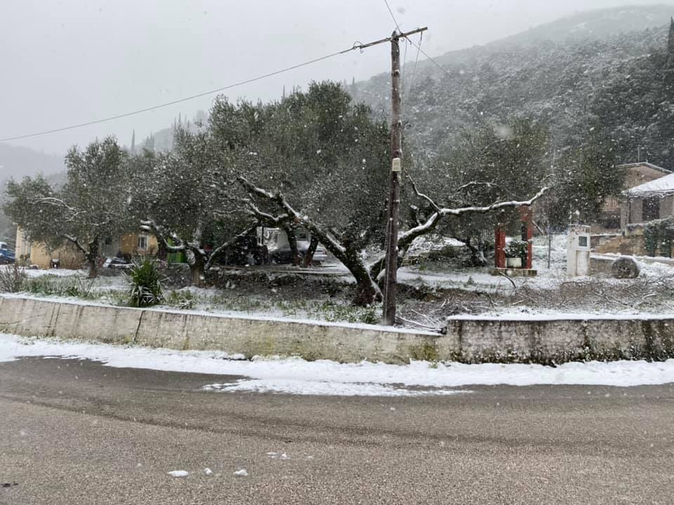 Καιρός – Κεφαλονιά: Διακοπές ρεύματος και δρόμοι παγίδες στα χιόνια – Επί ποδός τα συνεργεία του δήμου (pics)