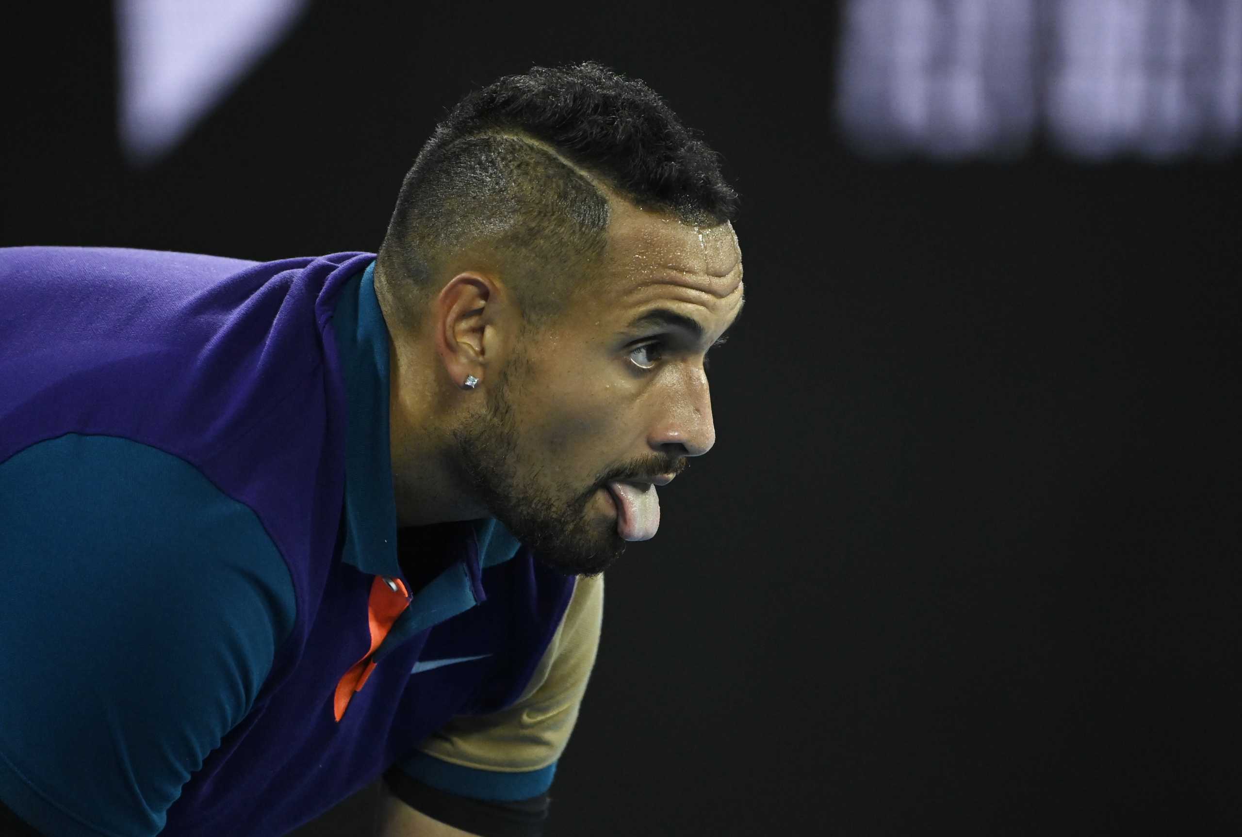 Tennis - Australian Open - Melbourne Park, Melbourne, Australia, February 8, 2021 Australia's Nick Kyrgios during his first round match against Portugal's Frederico Ferreira Silva REUTERS