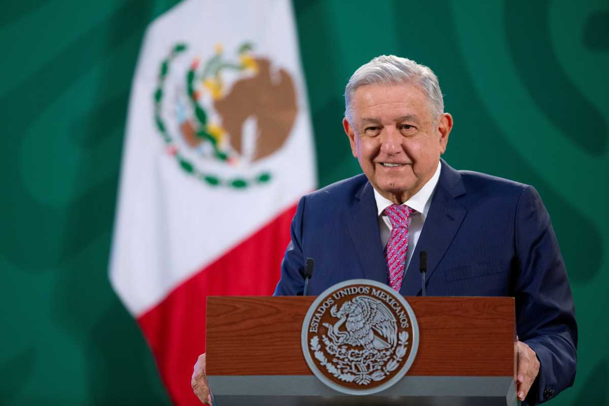Mexican President Andres Manuel Lopez Obrador holds his first news conference following a coronavirus disease (COVID-19) infection, at the National Palace in Mexico City, Mexico February 8, 2021. Mexico's Presidency