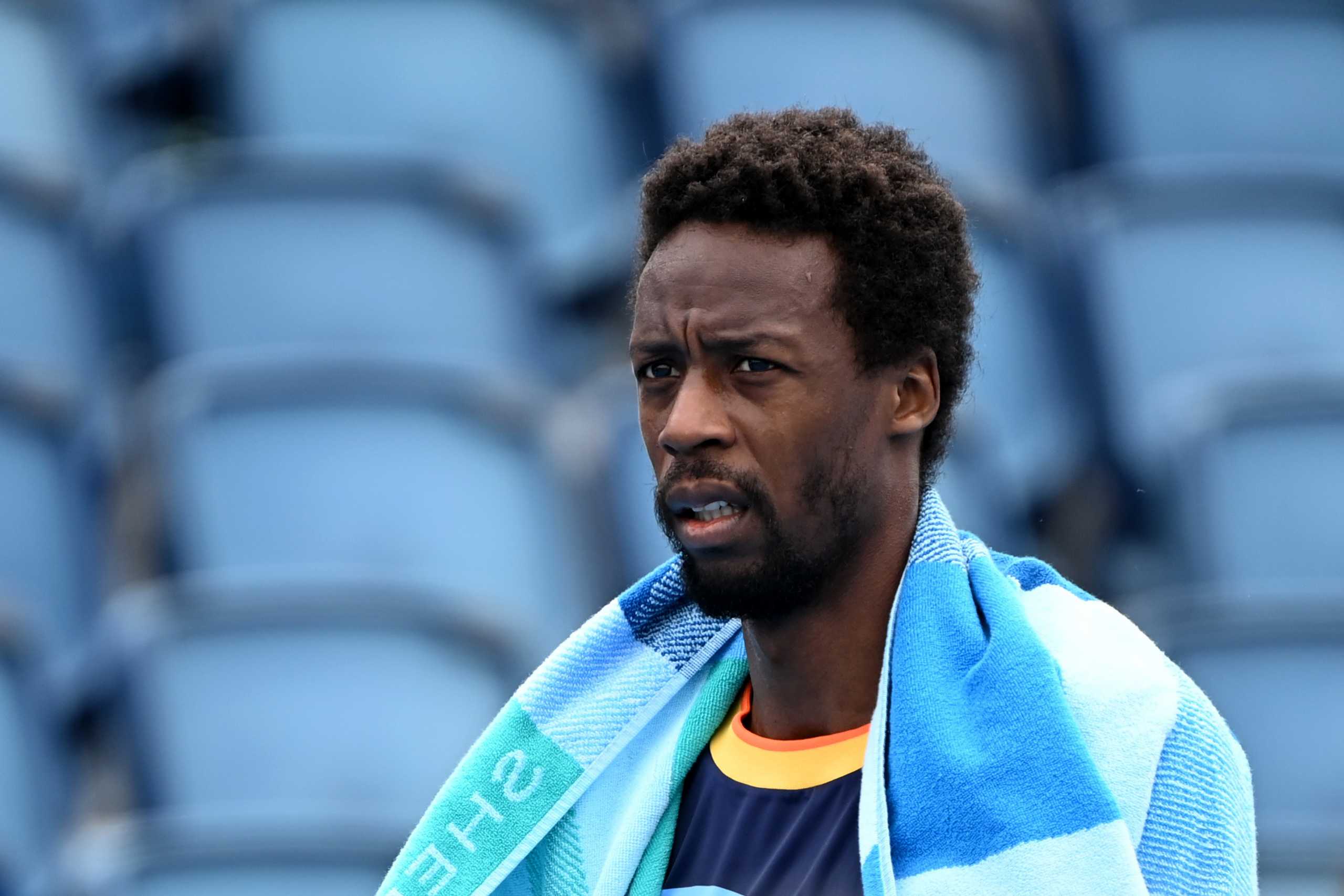 Tennis - Australian Open - Melbourne Park, Melbourne, Australia, February 8, 2021 France's Gael Monfils after losing his first round match against Finland's Emil Ruusuvuori REUTERS