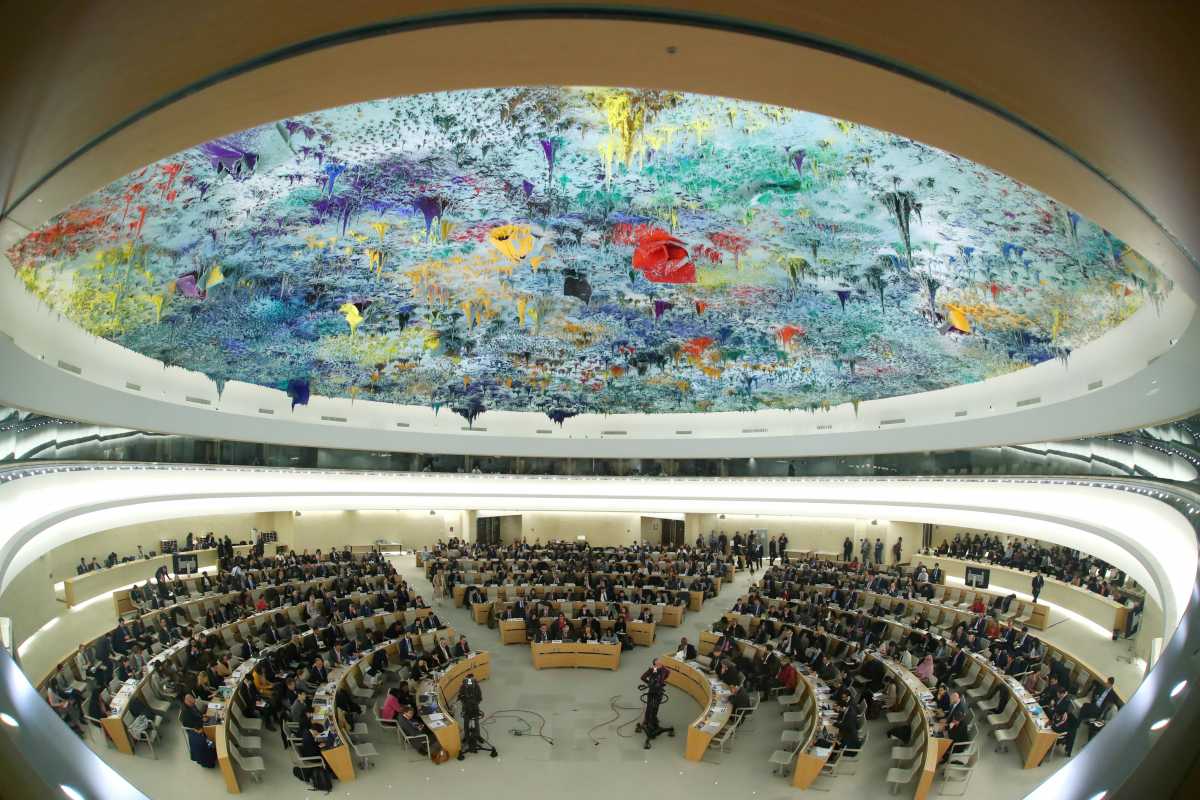 FILE PHOTO: Overview of the session of the Human Rights Council during the speech of U.N. High Commissioner for Human Rights Michelle Bachelet at the United Nations in Geneva, Switzerland, February 27, 2020. Picture taken with a fisheye lens. REUTERS
