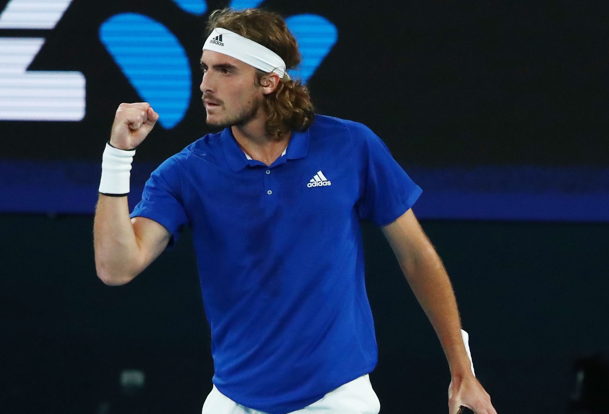 Tennis - ATP Cup - Melbourne Park, Melbourne, Australia - February 3, 2021 Greece's Stefanos Tsitsipas reacts during his ground stage match against Australia's Alex de Minaur REUTERS