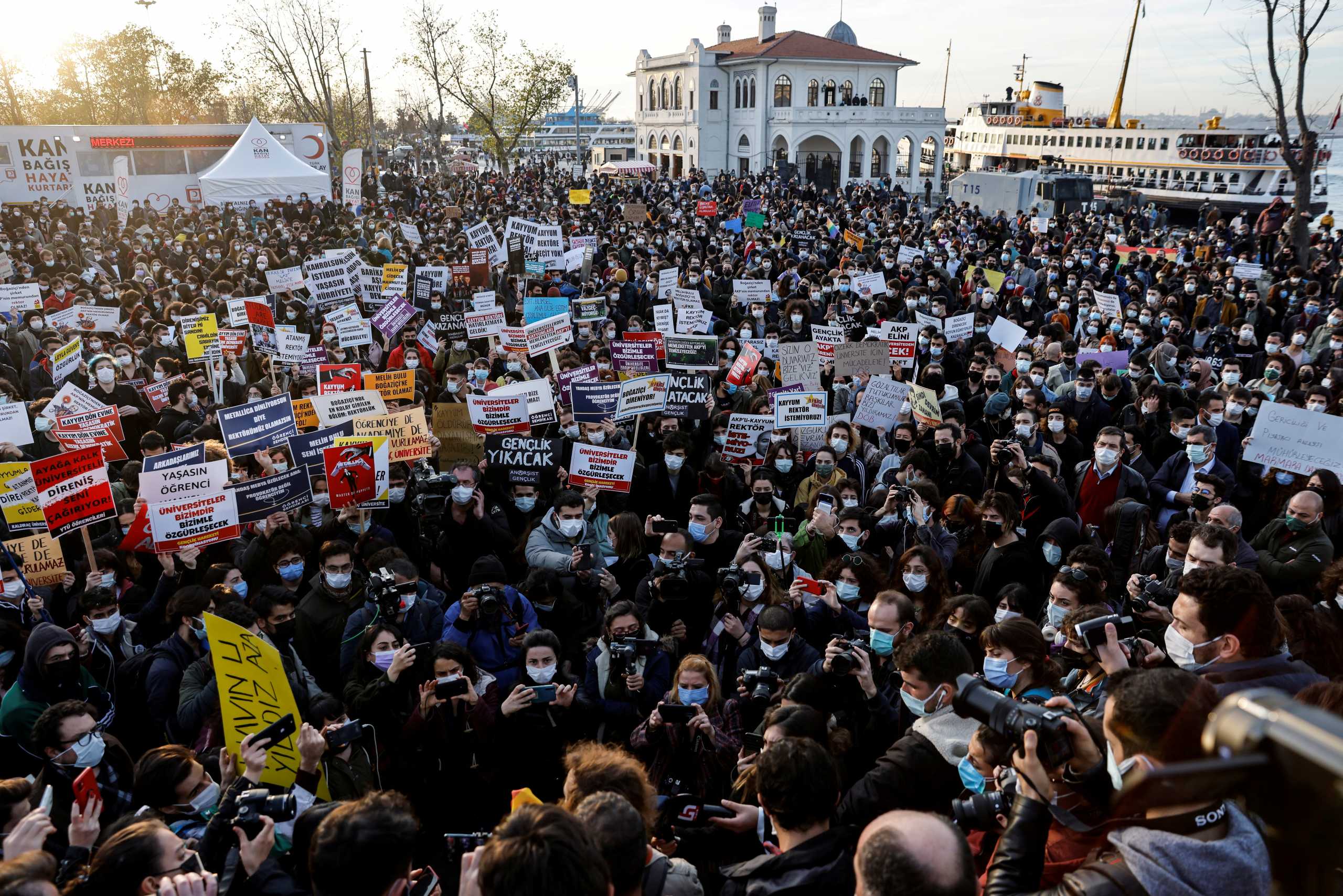 FILE PHOTO: Students of Bogazici University protest against President Tayyip Erdogan's appointment of a new rector, in Istanbul, Turkey January 6, 2021. REUTERS
