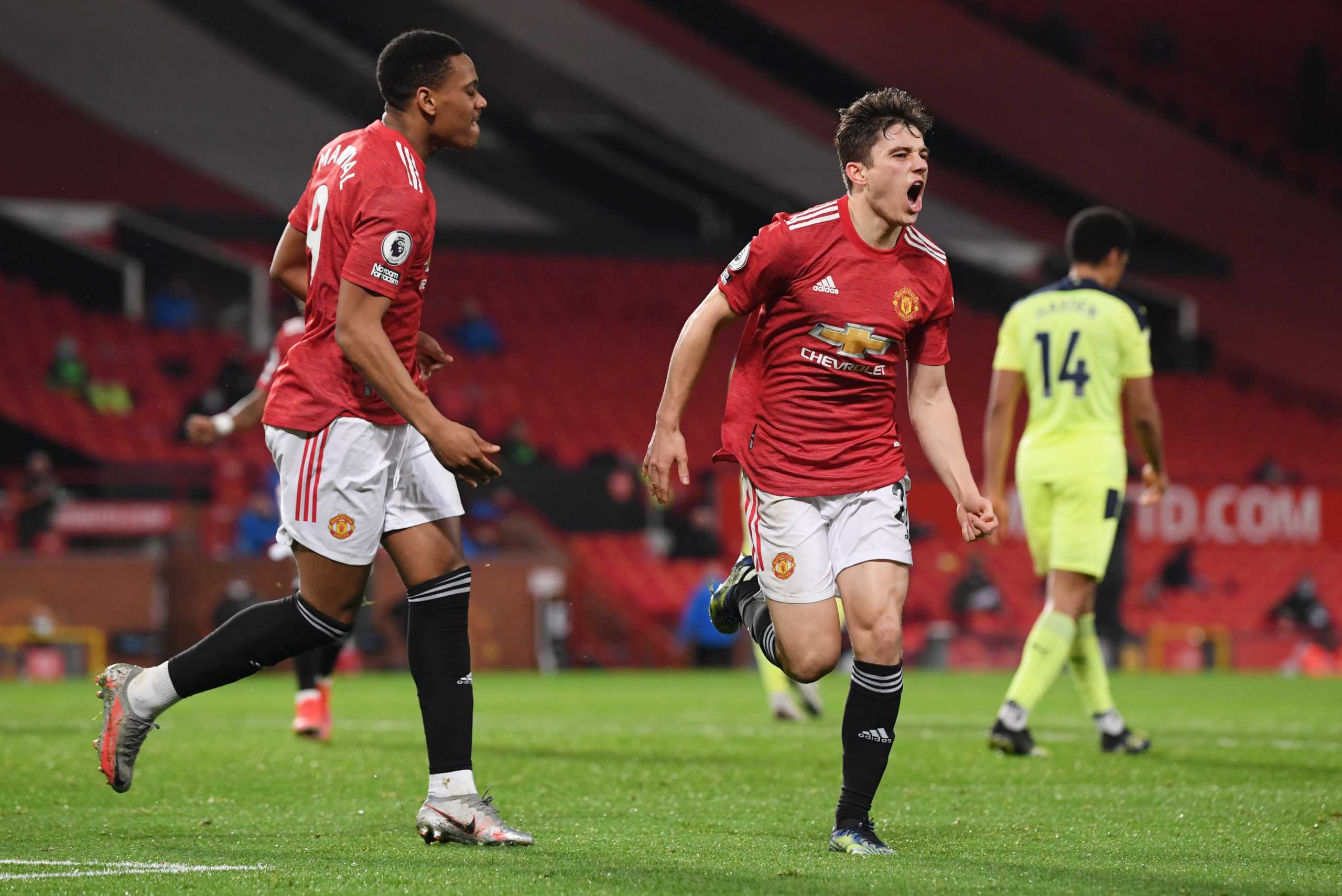 Soccer Football - Premier League - Manchester United v Newcastle United - Old Trafford, Manchester, Britain - February 21, 2021 Manchester United's Daniel James celebrates scoring their second goal Pool via REUTERS