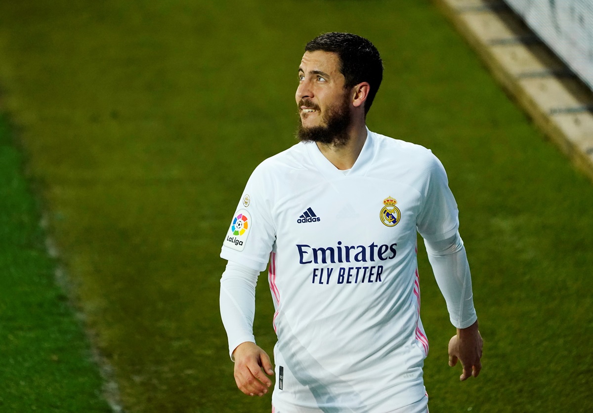 FILE PHOTO: Soccer Football - La Liga Santander - Deportivo Alaves v Real Madrid - Estadio Mendizorroza, Vitoria-Gasteiz, Spain - January 23, 2021 Real Madrid's Eden Hazard REUTERS
