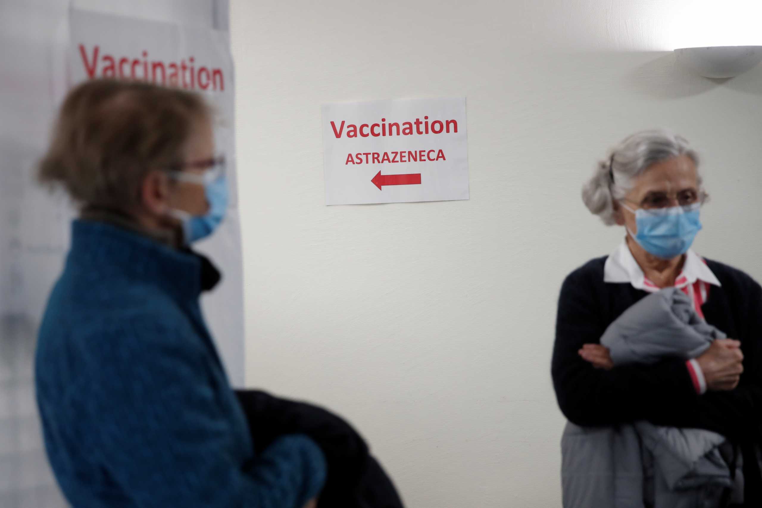 People, wearing protective face masks, wait to receive the AstraZeneca COVID-19 vaccine at the Clinique de l'Estree - ELSAN private hospital in Stains as part of the coronavirus disease (COVID-19) vaccination campaign in France, March 5, 2021. REUTERS