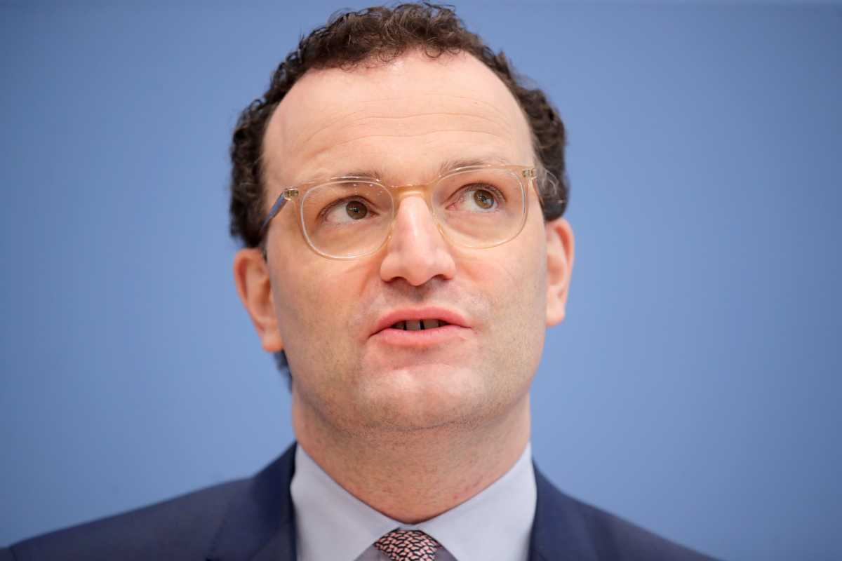 Germany's Health Minister Jens Spahn attends a news conference on the coronavirus disease (COVID-19) pandemic in Berlin, Germany February 26, 2021. REUTERS
