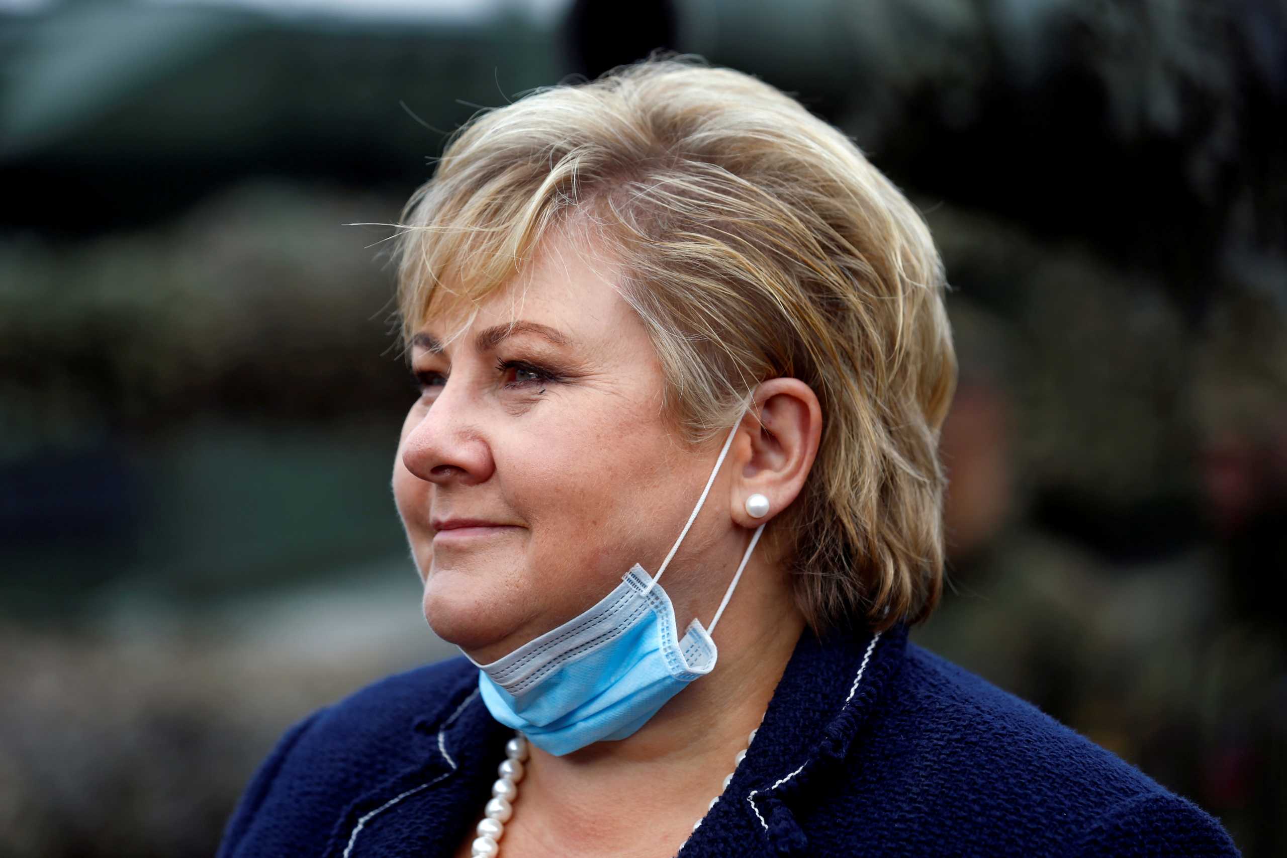 FILE PHOTO: Norwegian Prime Minister Erna Solberg visits troops of the NATO enhanced Forward Presence Battle Group in Pabrade, Lithuania September 8, 2020. REUTERS