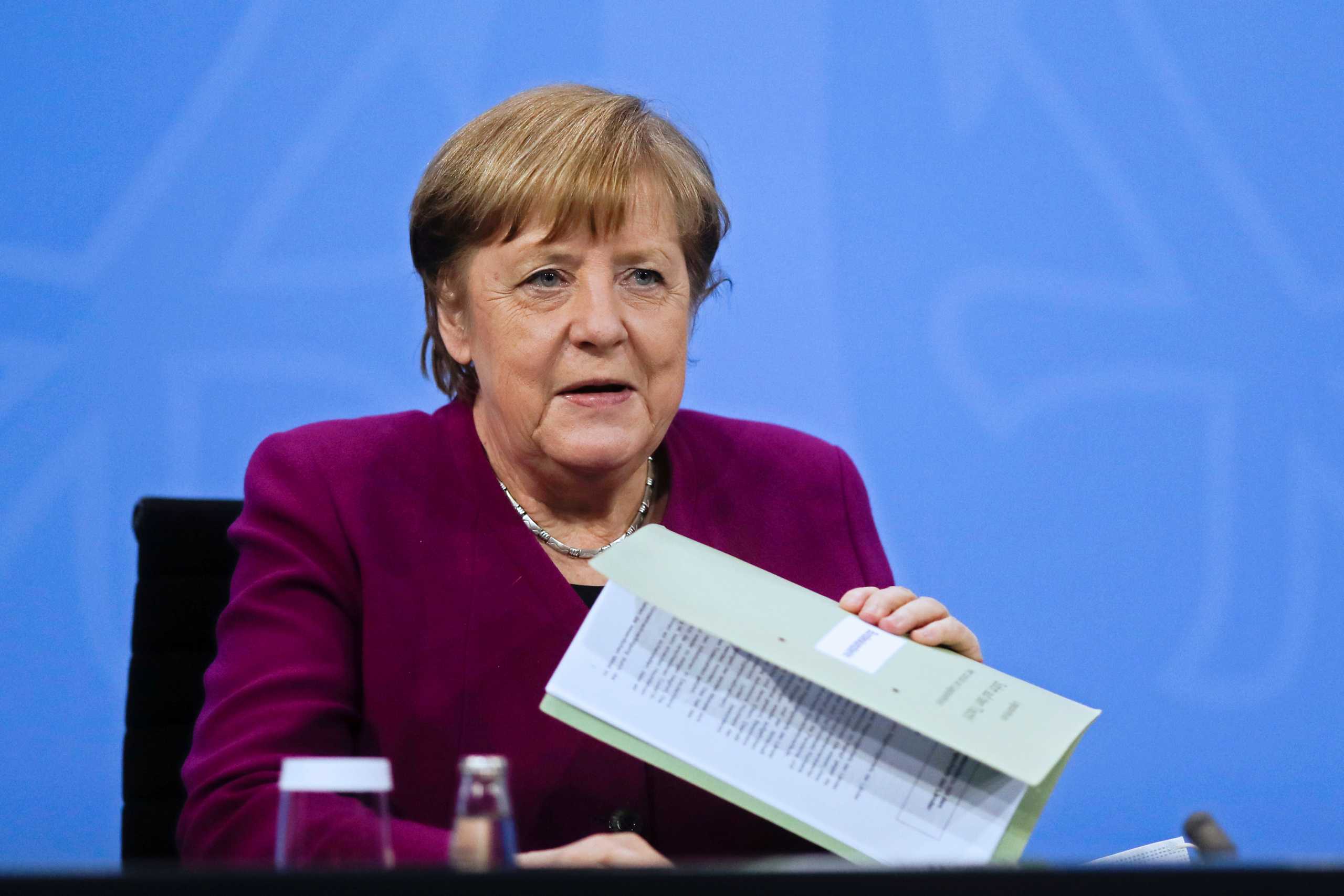 German Chancellor Angela Merkel attends a news conference after a meeting with state leaders to discuss options beyond the end of the pandemic lockdown, amid the outbreak of the coronavirus disease (COVID-19), in Berlin, Germany, March 3, 2021. Markus Schreiber