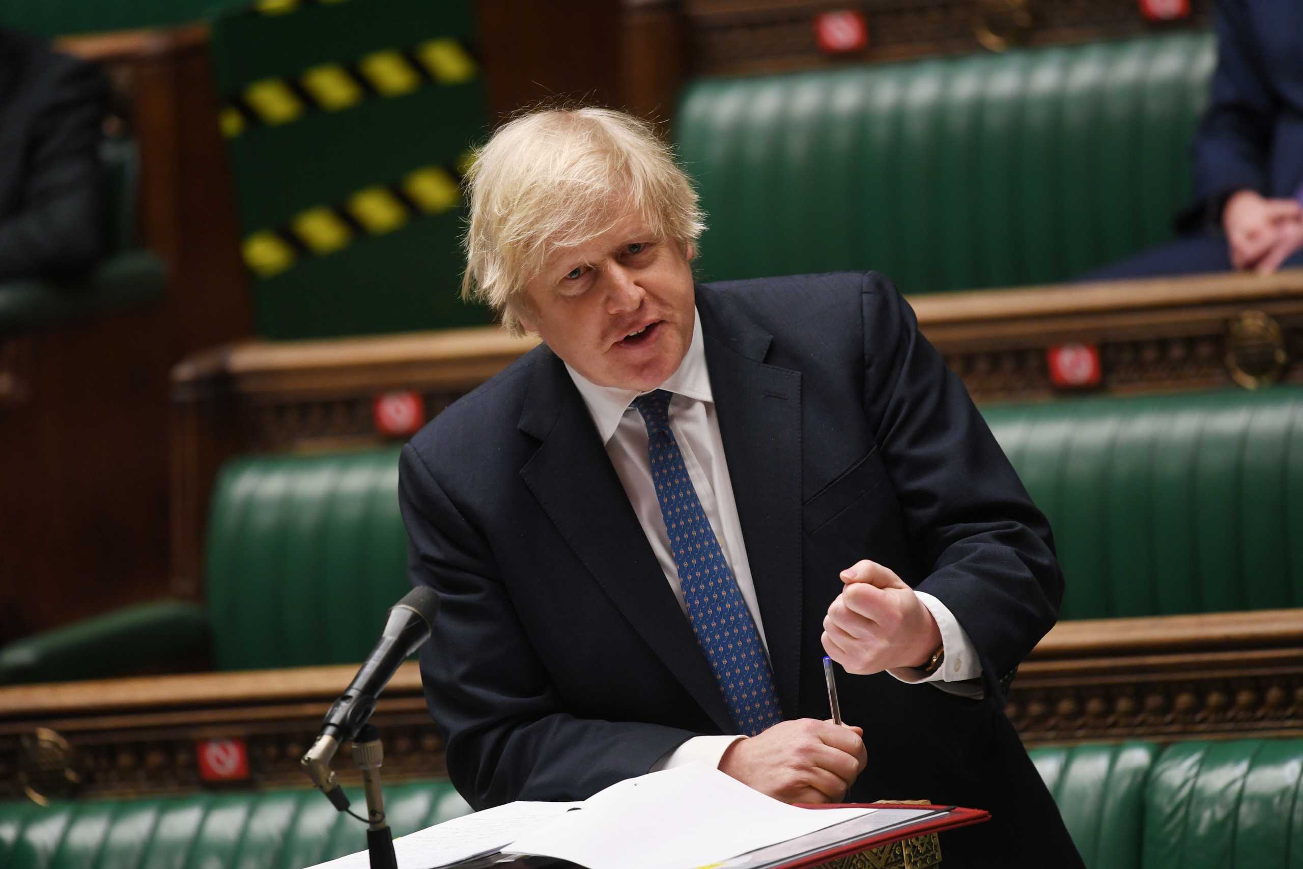 Britain's Prime Minister Boris Johnson speaks during the weekly question time debate at the House of Commons in London, Britain March 10, 2021. UK Parliament