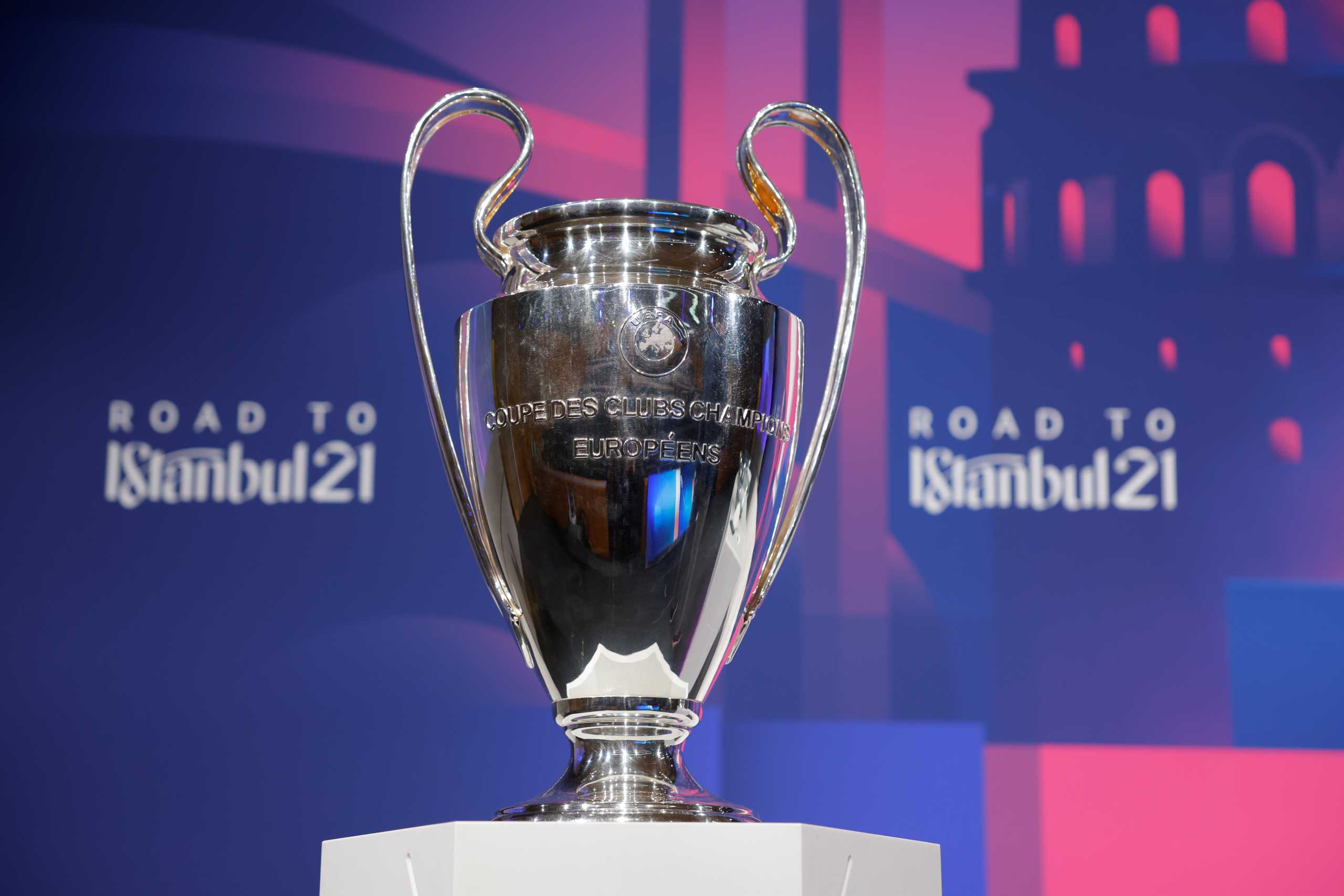 Soccer Football - Champions League - Quarter Final & Semi Final Draw - Nyon, Switzerland - March 19, 2021  General view of the trophy ahead of the draw  UEFA