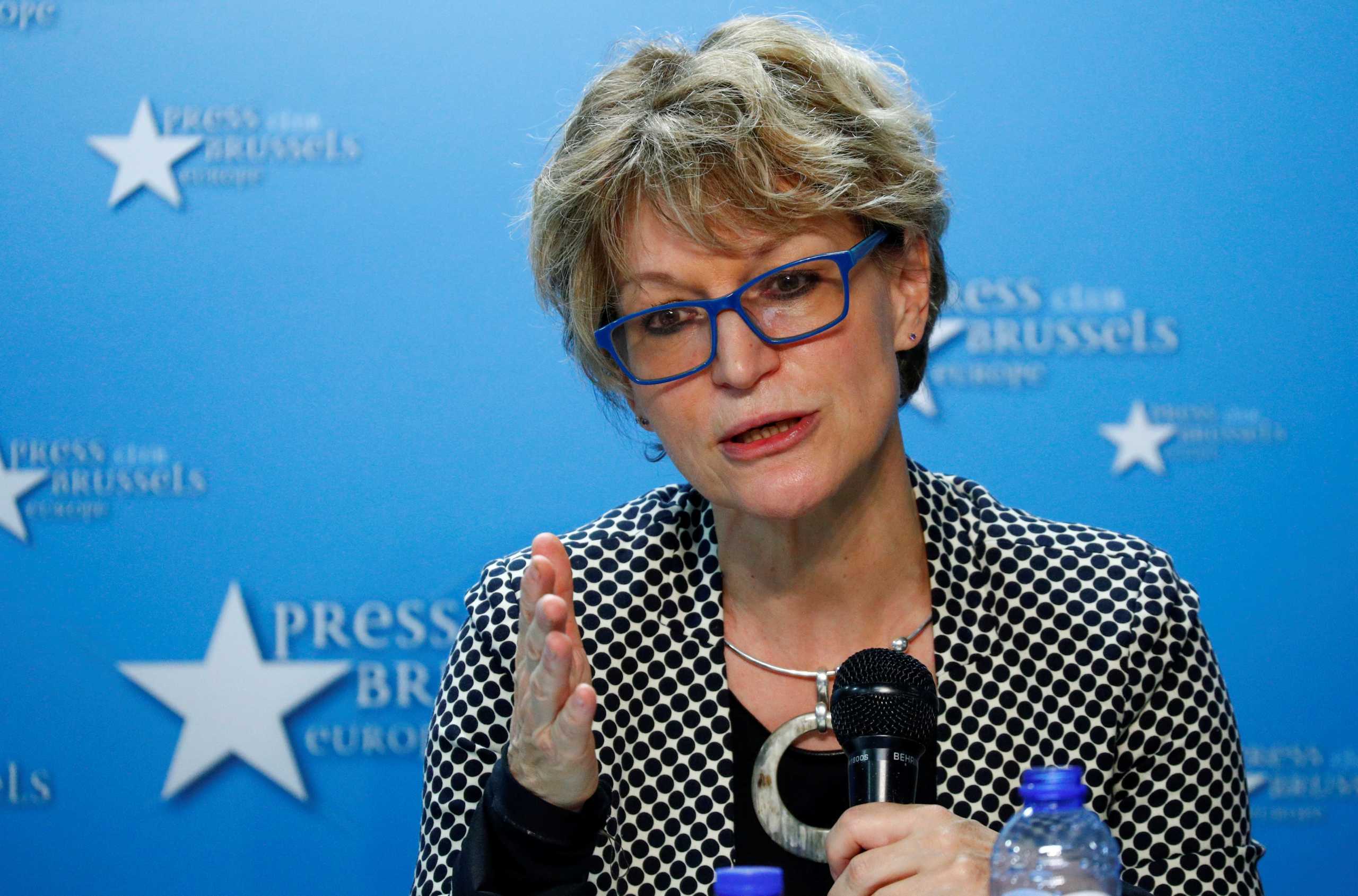 FILE PHOTO: Agnes Callamard, U.N. special rapporteur on extrajudicial, summary or arbitrary executions, holds a joint news conference with Hatice Cengiz, the fiancee of murdered journalist Jamal Khashoggi, in Brussels, Belgium December 3, 2019. REUTERS
