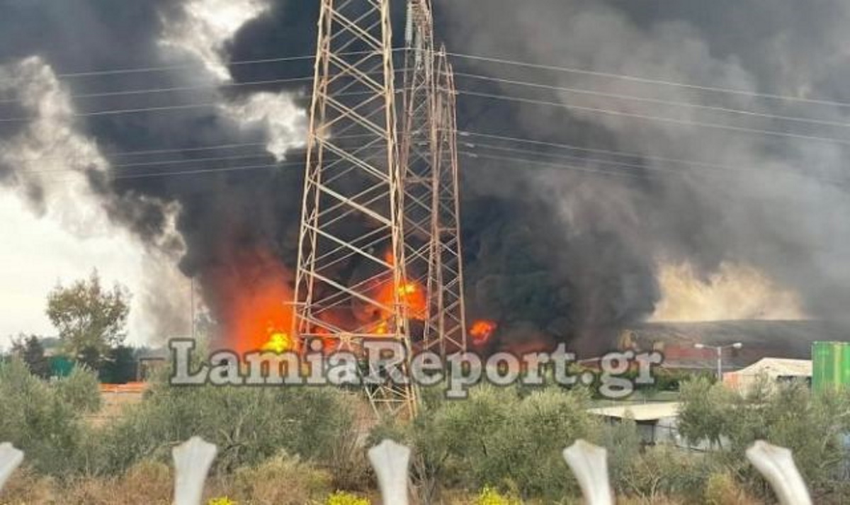 Φωτιά σε εργοστάσιο στο Σχηματάρι (video)