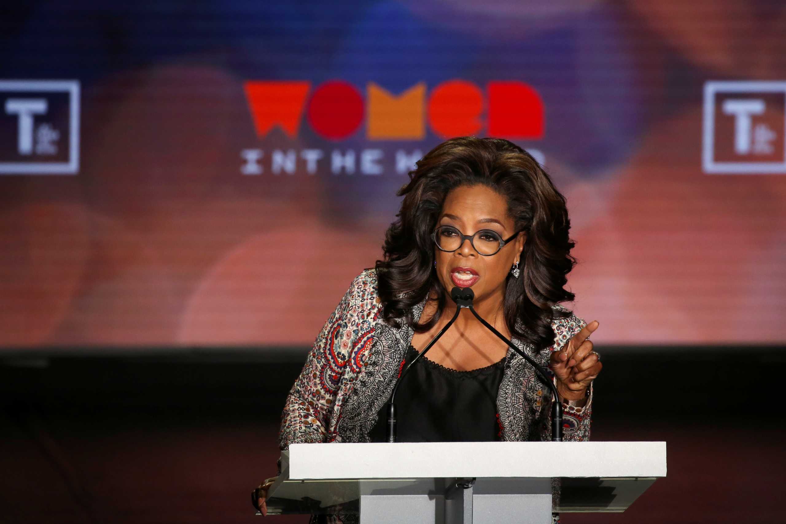 FILE PHOTO: Oprah Winfrey takes part in the Women In The World Summit in New York City, U.S., April 10, 2019. REUTERS
