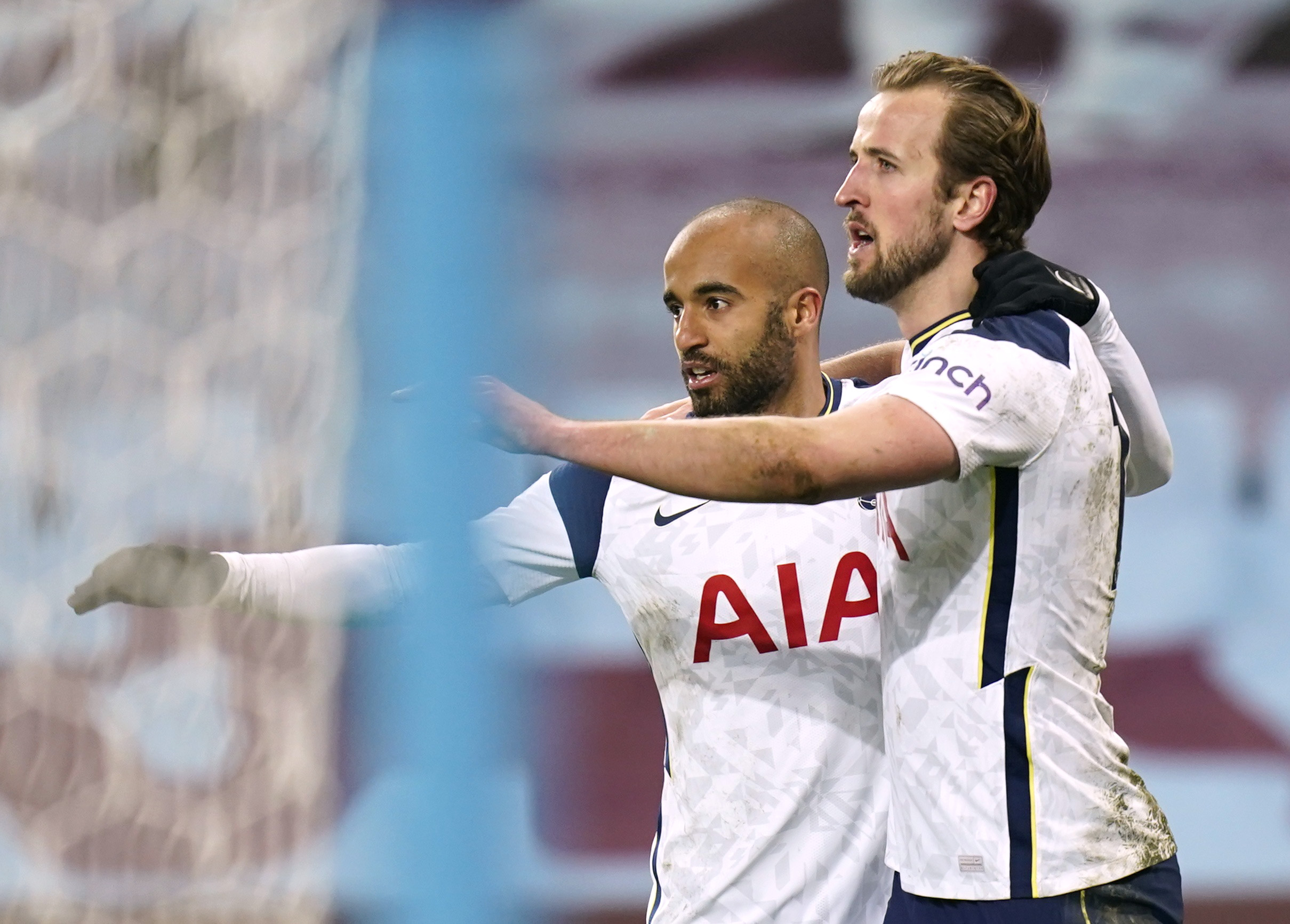 Soccer Football - Premier League - Aston Villa v Tottenham Hotspur  - Villa Park, Birmingham, Britain - March 21, 2021 Tottenham Hotspur's Harry Kane celebrates scoring their second goal with Lucas Moura Pool via REUTERS
