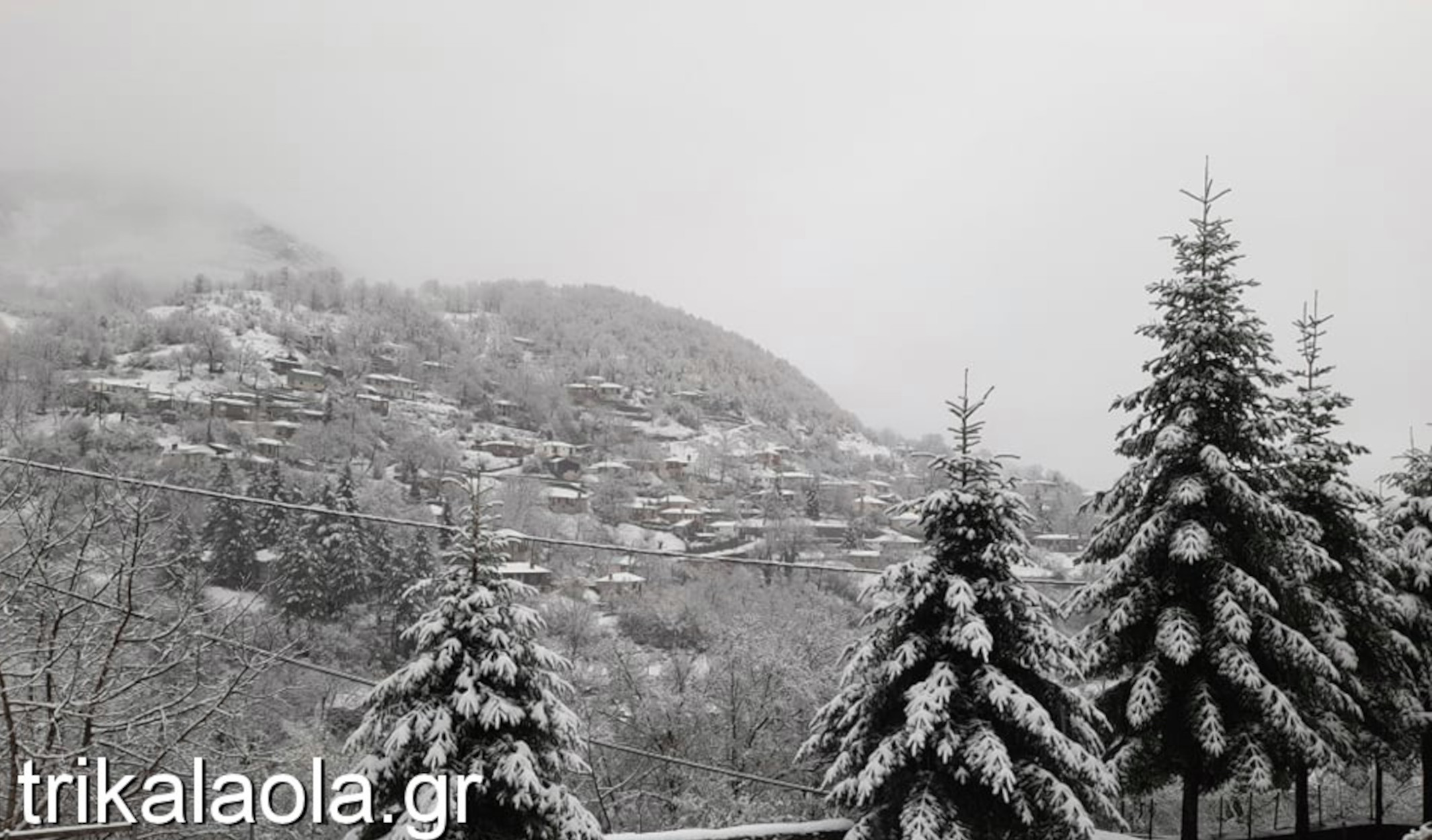 Τρίκαλα: «Επελαύνει» το χιόνι στα ορεινά – Μάχη να μείνουν ανοιχτοί οι δρόμοι (pics, video)