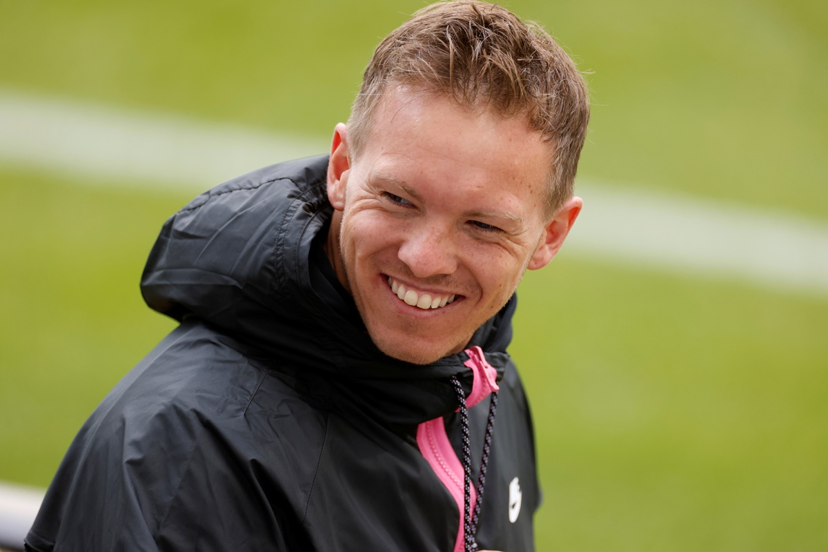 FILE PHOTO: Soccer Football - Bundesliga - RB Leipzig v VfB Stuttgart - Red Bull Arena, Leipzig, Germany - April 25, 2021 RB Leipzig coach Julian Nagelsmann before the match Pool via REUTERS