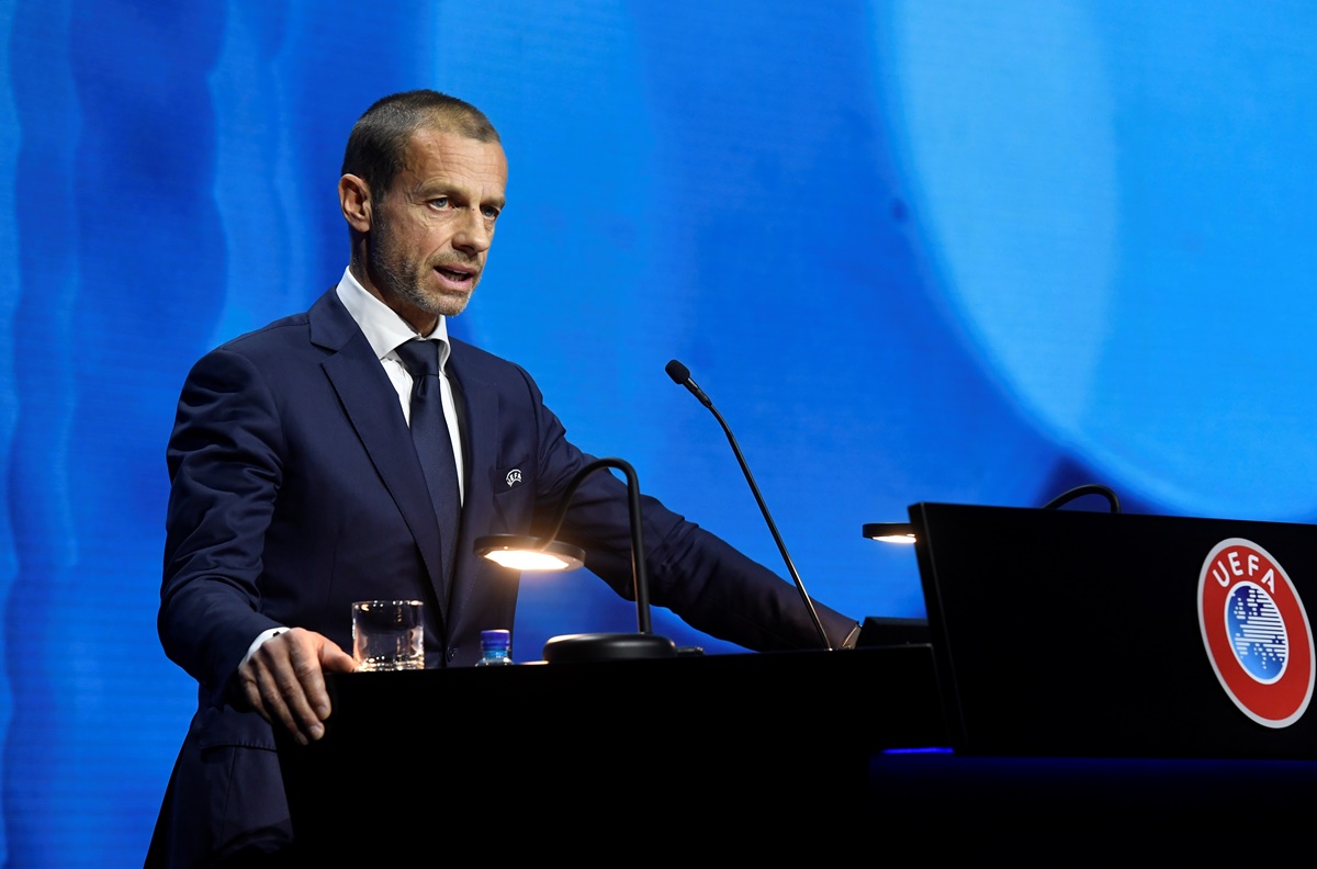 Soccer Football - 45th Ordinary UEFA Congress - 2m2c Montreux Music & Convention Centre, Montreux, Switzerland - April 20, 2021  UEFA President Aleksander Ceferin during the 45th Ordinary UEFA Congress  Richard Juilliart