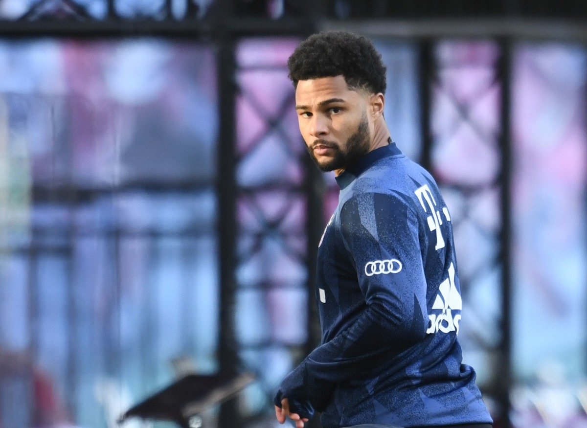 Soccer Football - Bundesliga - RB Leipzig v Bayern Munich - Red Bull Arena, Leipzig, Germany - April 3, 2021 Bayern Munich's Serge Gnabry during the warm up before the match Pool via REUTERS