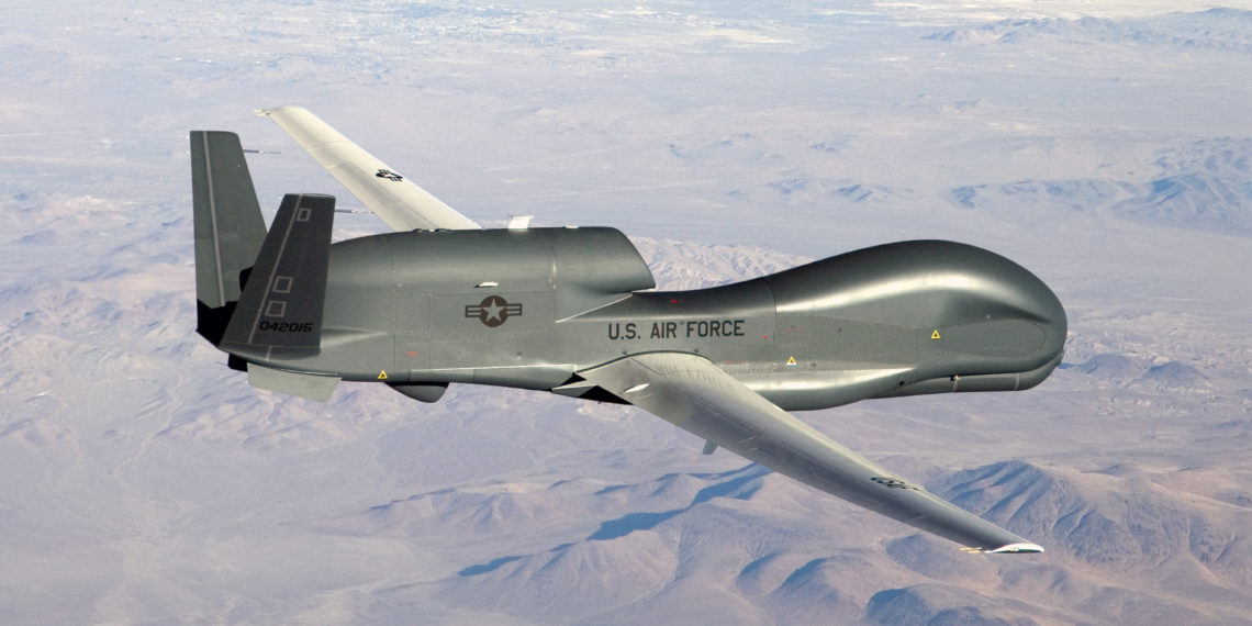 An RQ-4 Global Hawk unmanned aircraft like the one shown is currently flying non-military mapping missions over South, Central America and the Caribbean at the request of partner nations in the region. (U.S. Air Force photo