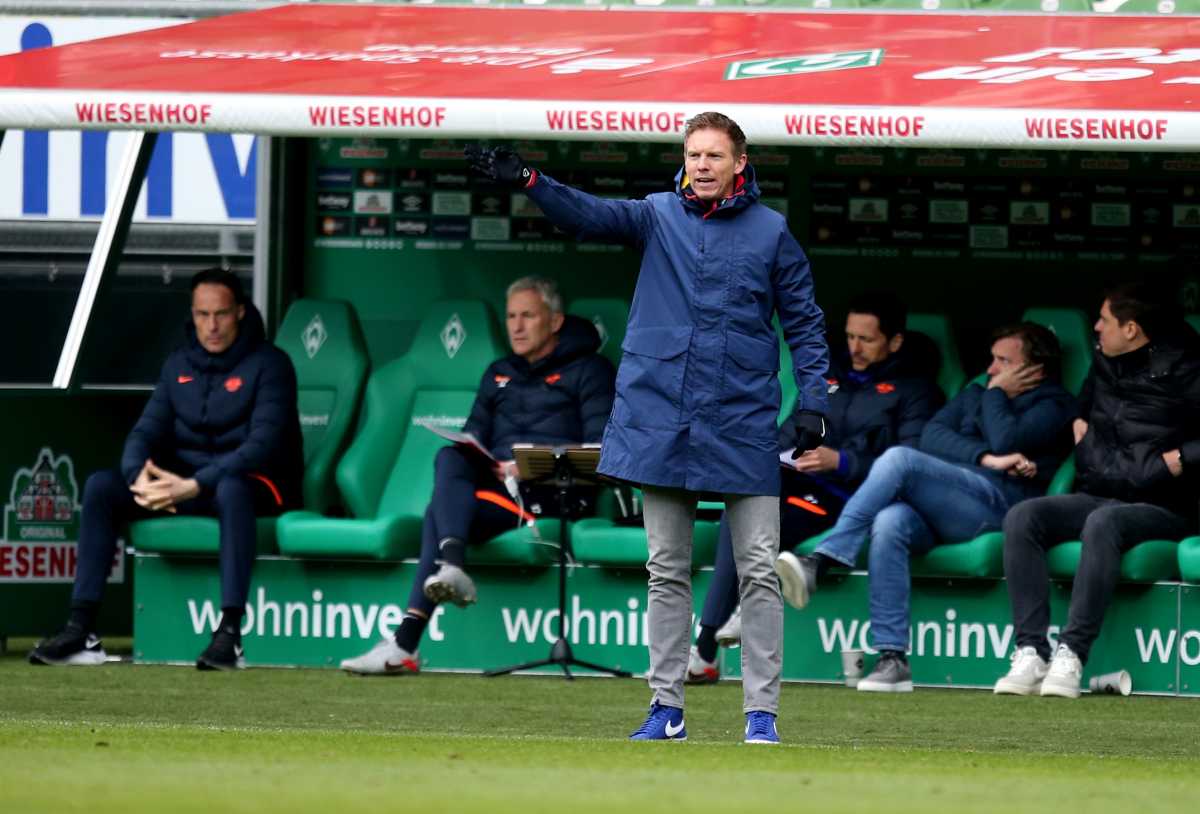 Soccer Football - Bundesliga - Werder Bremen v RB Leipzig - Weser-Stadion, Bremen, Germany - April 10, 2021 RB Leipzig coach Julian Nagelsmann Pool via REUTERS