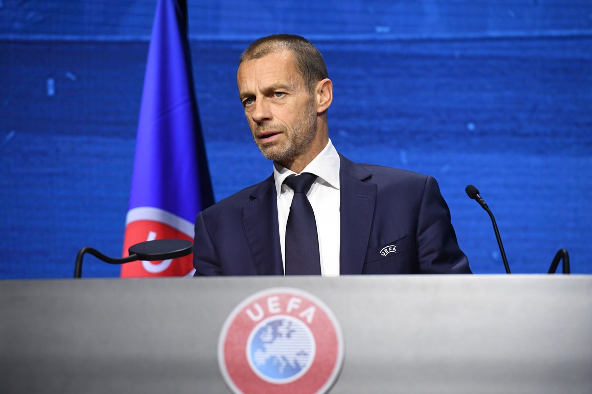 Soccer Football - 45th Ordinary UEFA Congress - 2m2c Montreux Music & Convention Centre, Montreux, Switzerland - April 20, 2021  UEFA President Aleksander Ceferin during the 45th Ordinary UEFA Congress  Richard Juilliart