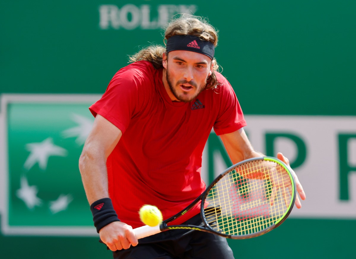Tennis - ATP Masters 1000 - Monte Carlo Masters - Monte-Carlo Country Club, Roquebrune-Cap-Martin, France - April 15, 2021 Greece's Stefanos Tsitsipas in action during his third round match against Chile's Cristian Garin REUTERS