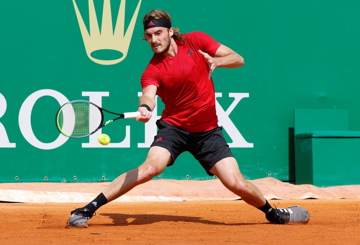 Tennis - ATP Masters 1000 - Monte Carlo Masters - Monte-Carlo Country Club, Roquebrune-Cap-Martin, France - April 15, 2021 Greece's Stefanos Tsitsipas in action during his third round match against Chile's Cristian Garin REUTERS